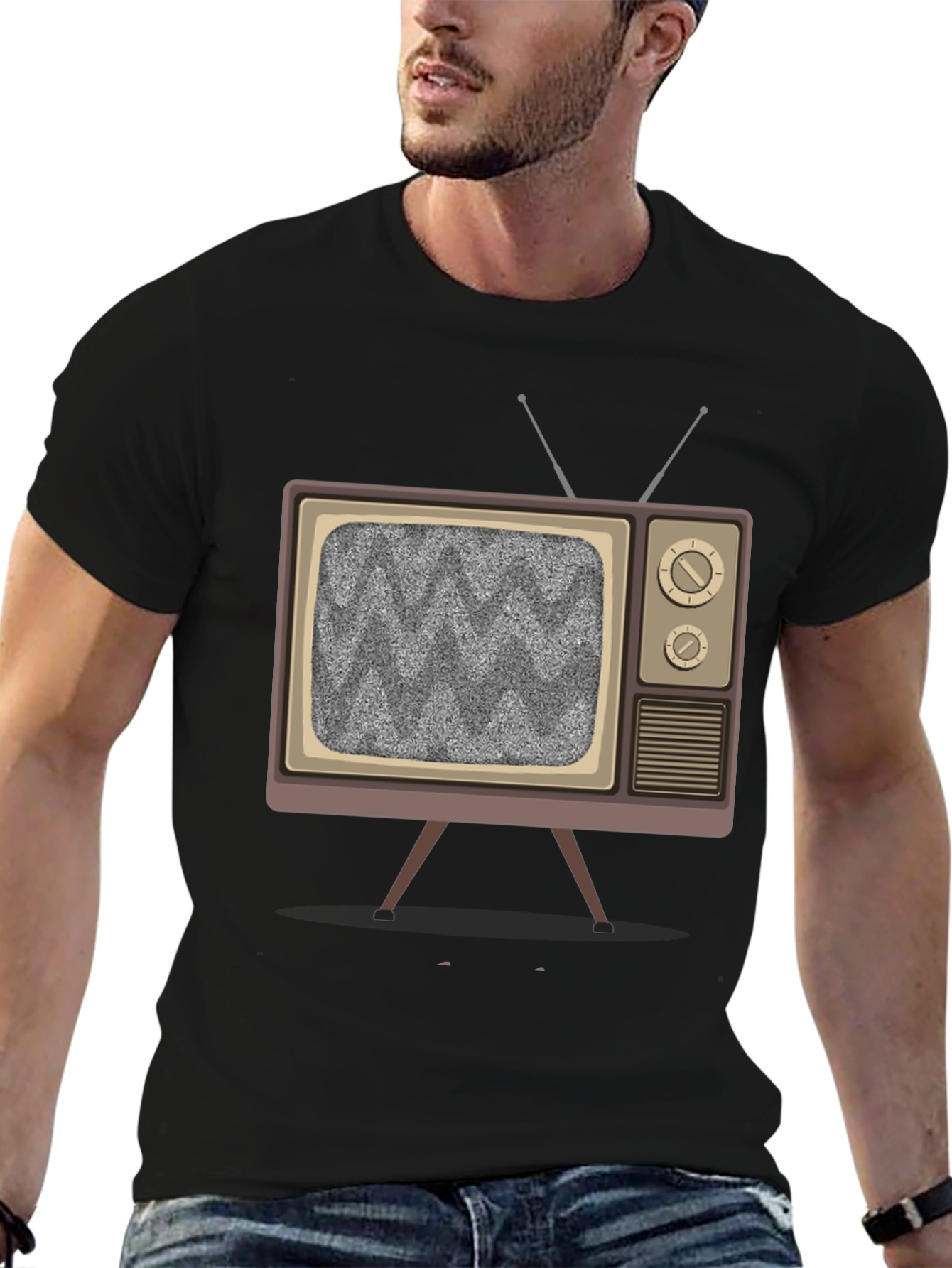 Retro TV Graphic Tee - Static Screen Design