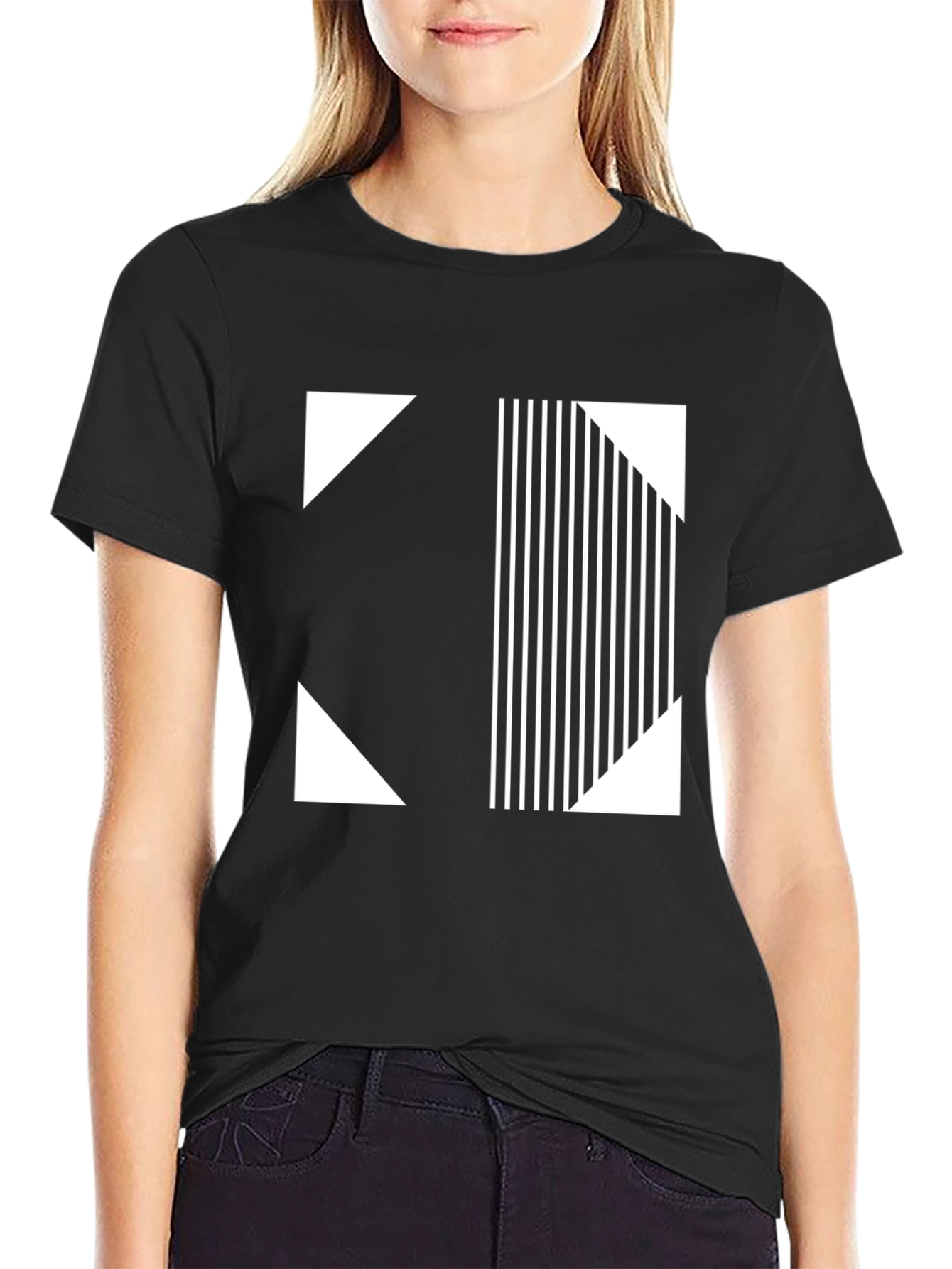 Modern Graphic Tee - Black and White Geometric Design