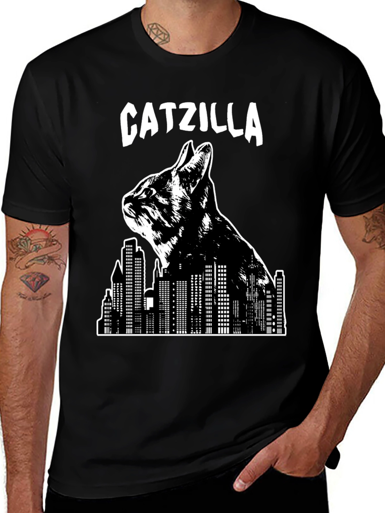 Catzilla T-Shirt - Cat Graphic Novelty Tee