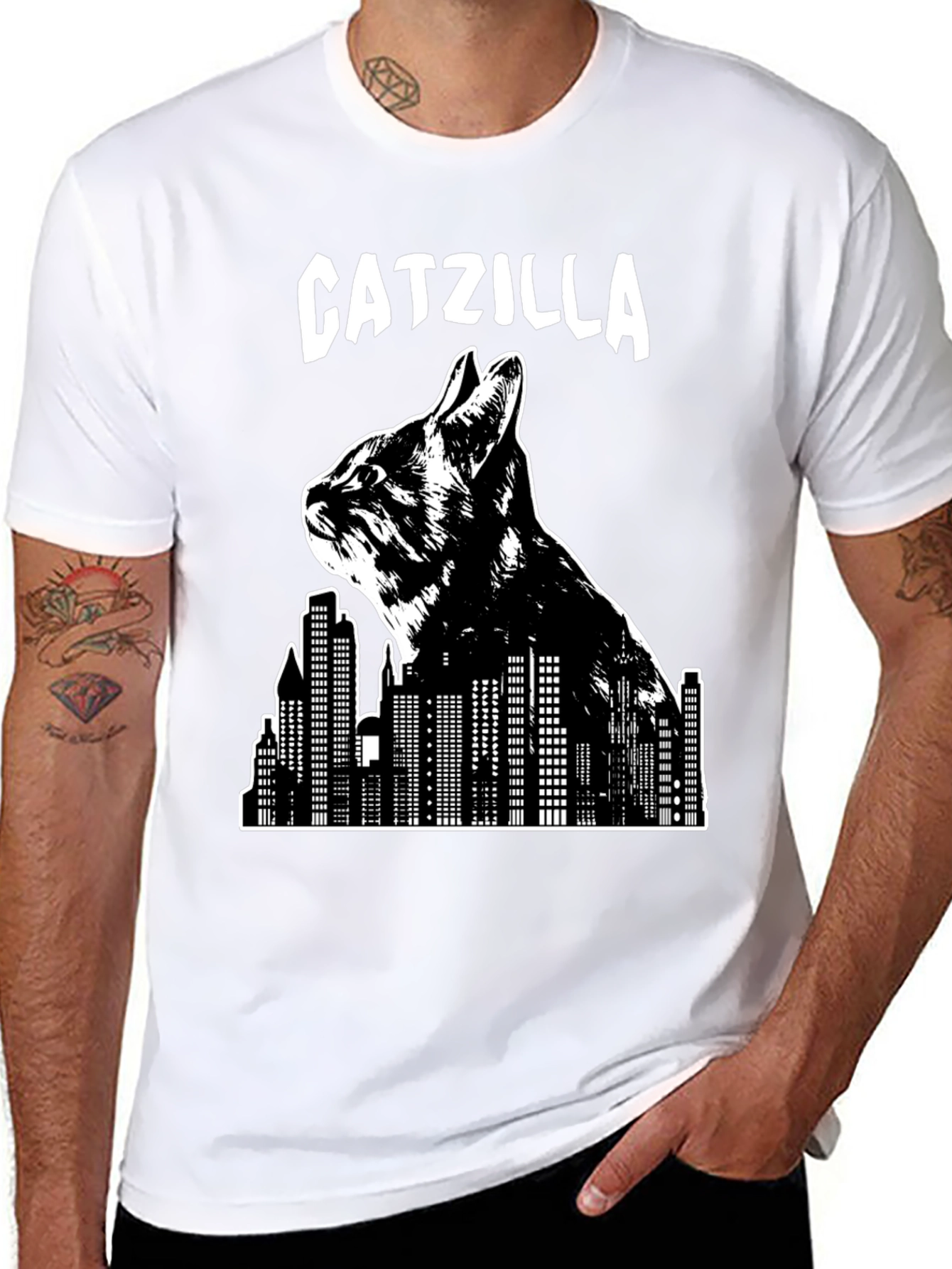 Catzilla T-Shirt - Cat Graphic Novelty Tee