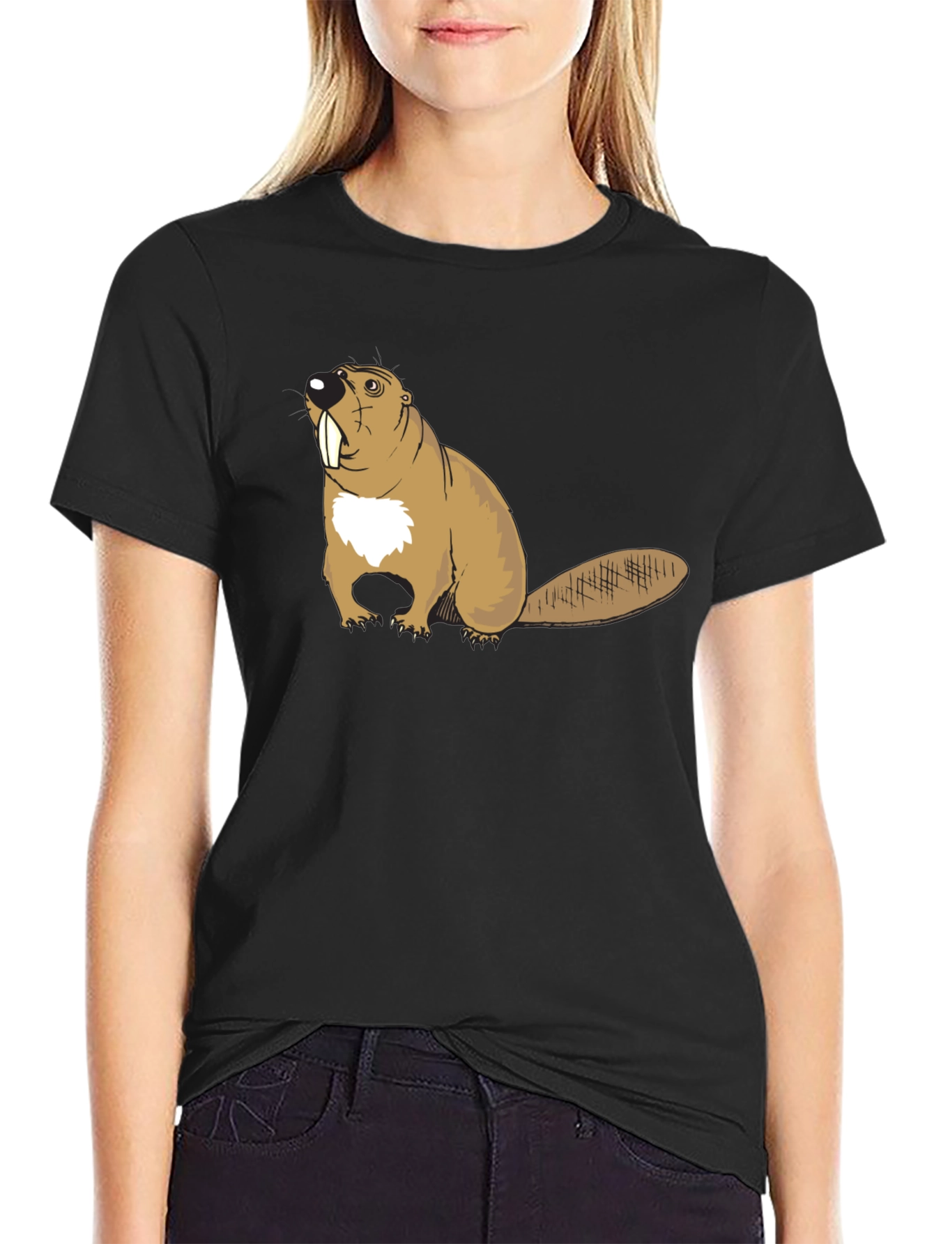 Beaver Graphic T-Shirt - Black Cotton Tee