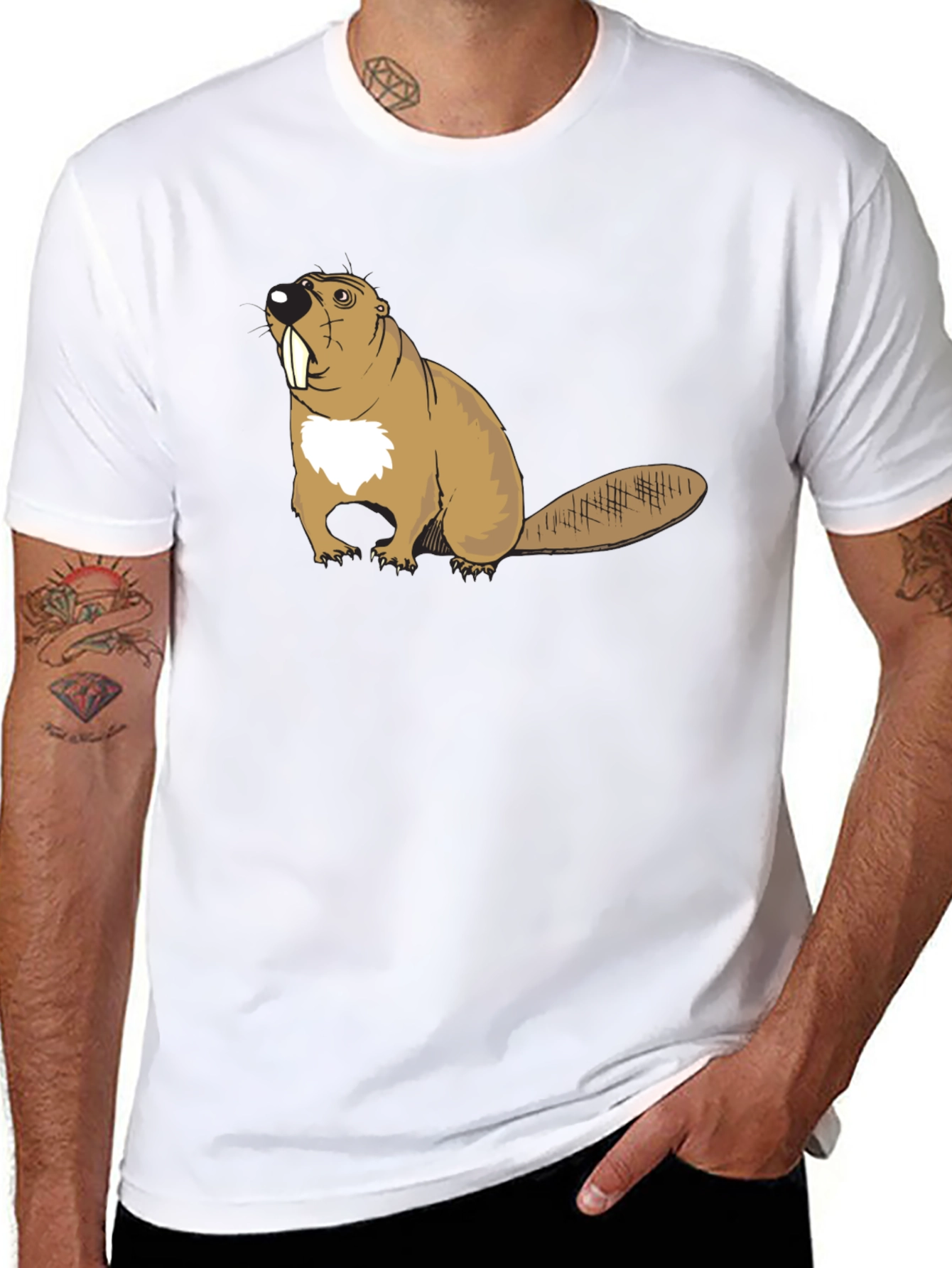 Beaver Graphic T-Shirt - Black Cotton Tee