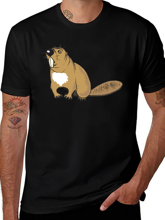 Beaver Graphic T-Shirt - Black Cotton Tee