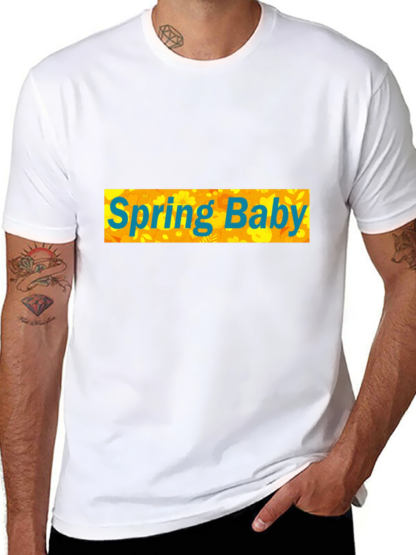 Spring Baby Graphic Tee - Black Cotton Blend