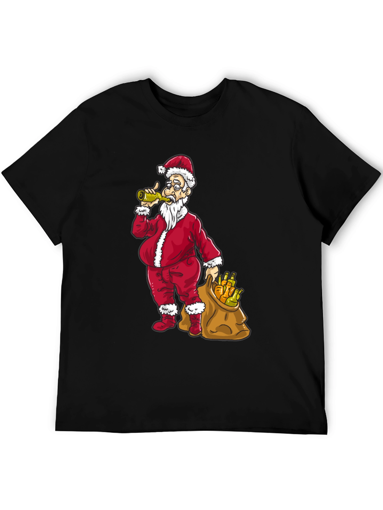 Funny Drinking Santa T-Shirt - Holiday Party Tee