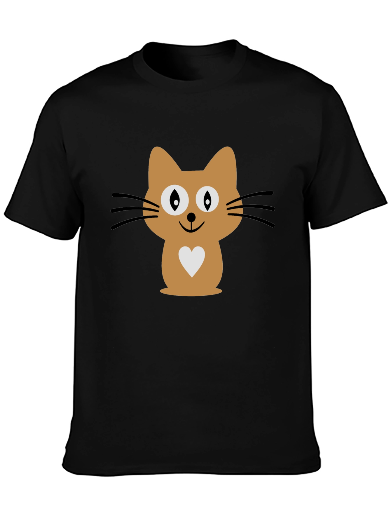 Cute Cat Graphic Print Mens Black T-Shirt