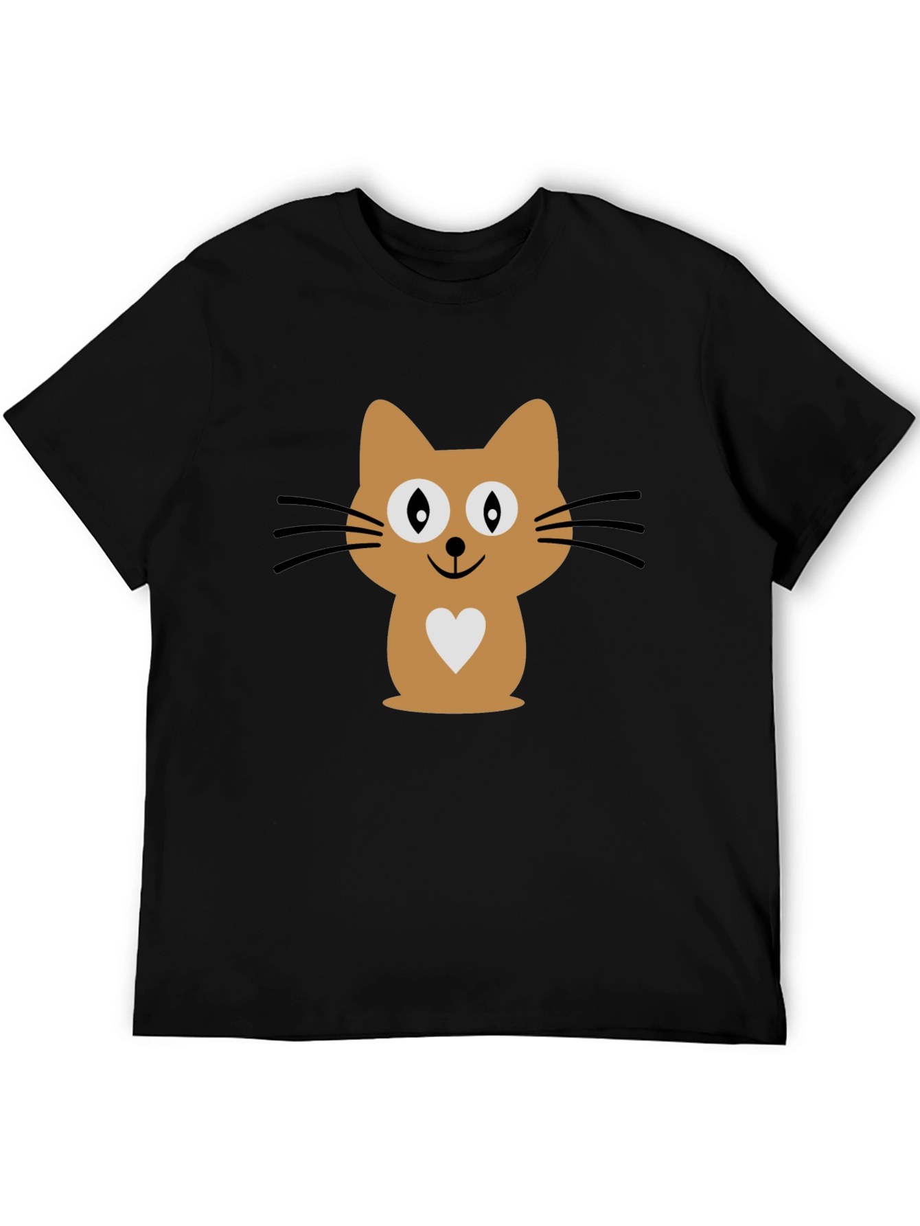 Cute Cat Graphic Print Mens Black T-Shirt