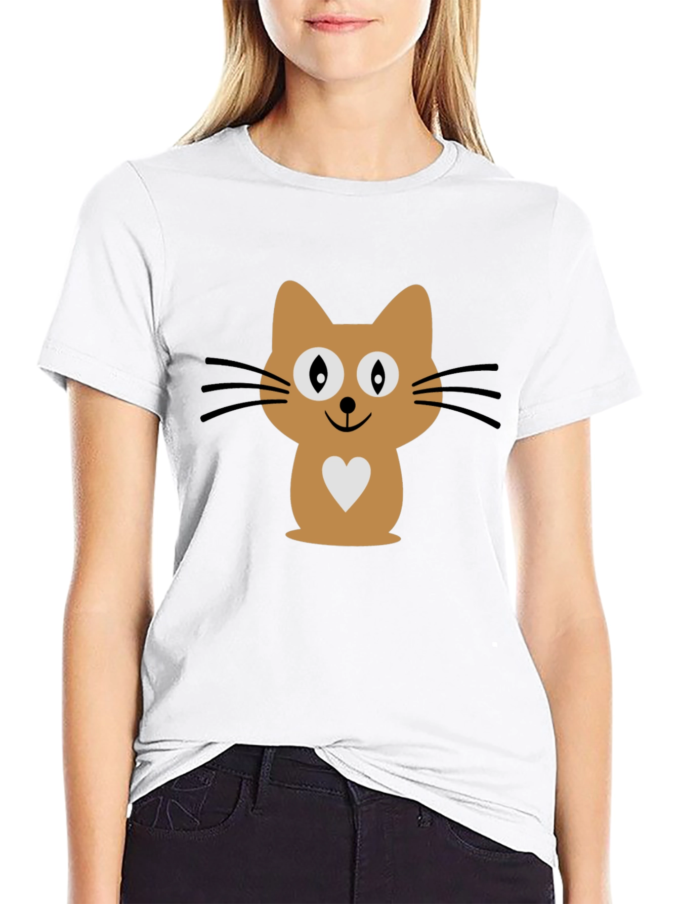 Cute Cat Graphic Print Mens Black T-Shirt
