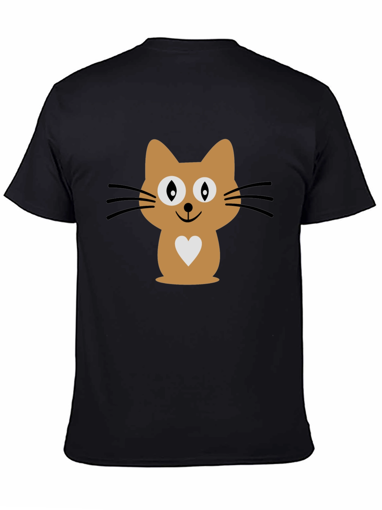 Cute Cat Graphic Print Mens Black T-Shirt