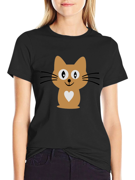 Cute Cat Graphic Print Mens Black T-Shirt