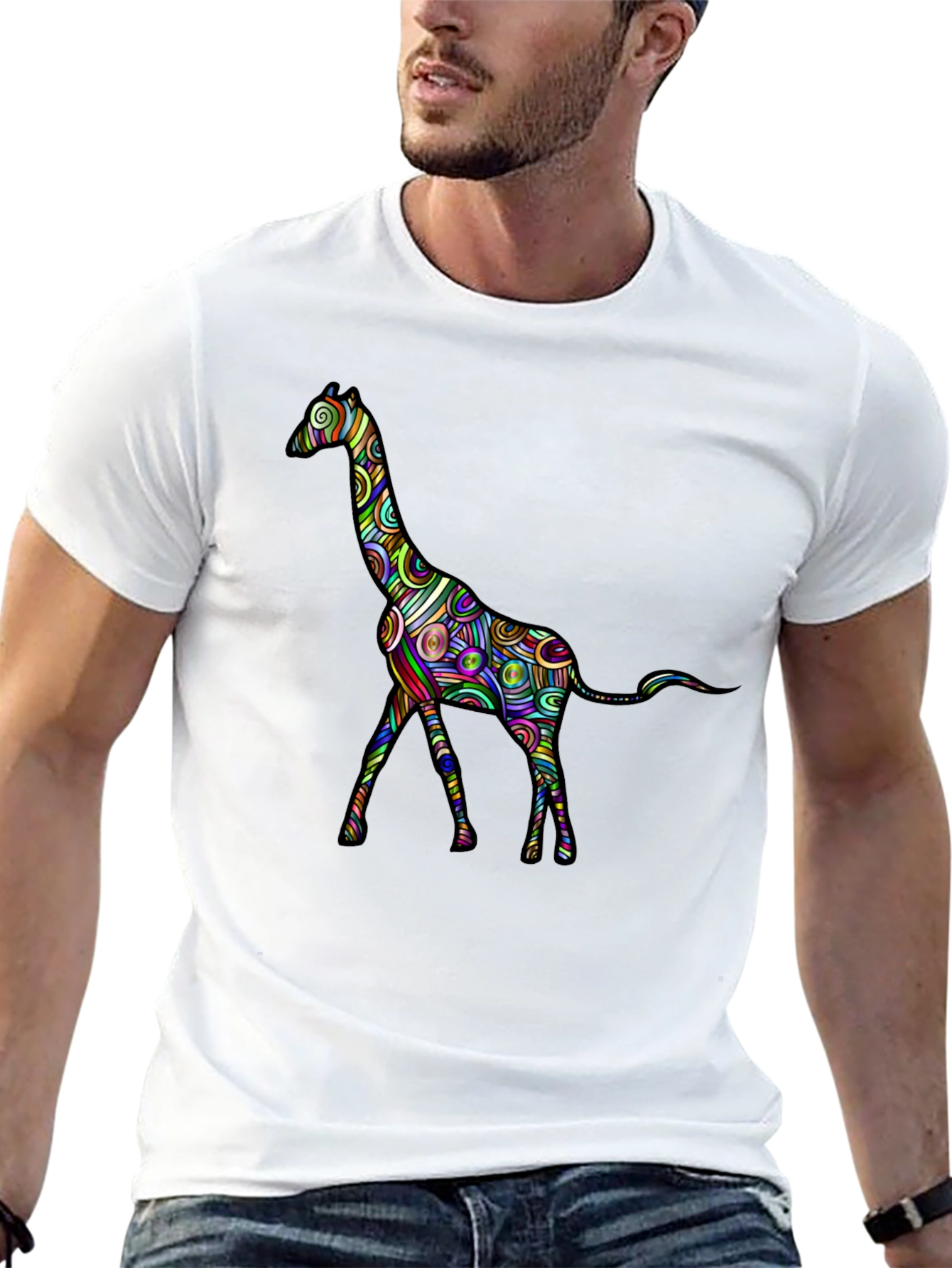 Psychedelic Giraffe Graphic Tee - Black