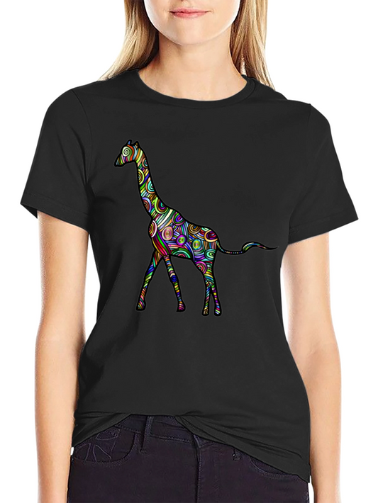 Psychedelic Giraffe Graphic Tee - Black