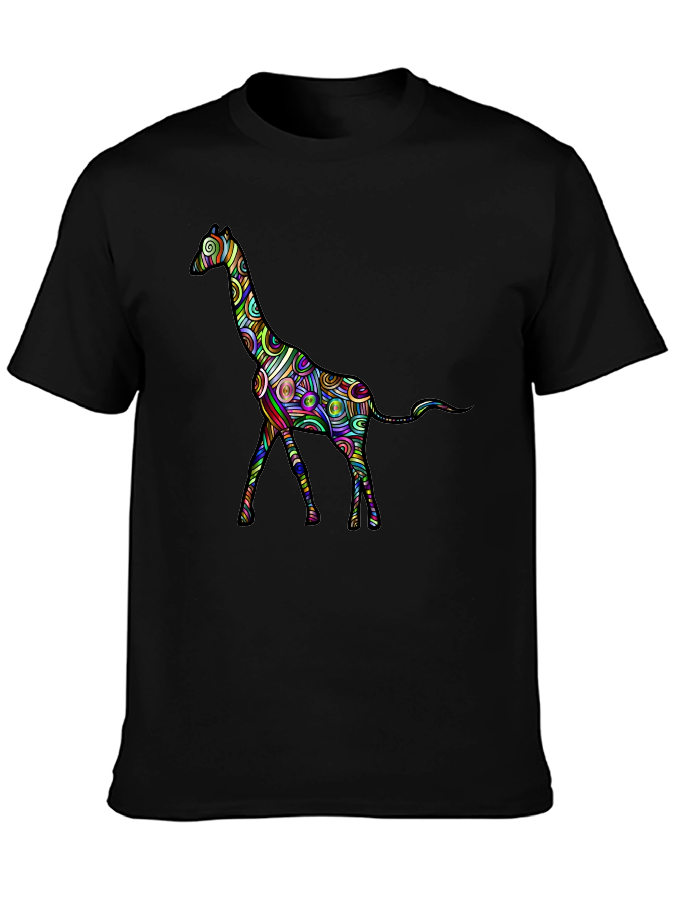 Psychedelic Giraffe Graphic Tee - Black