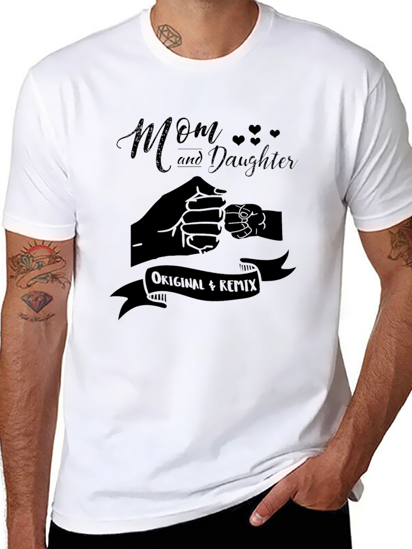 Mom and Daughter Matching Fist Bump Graphic Tee