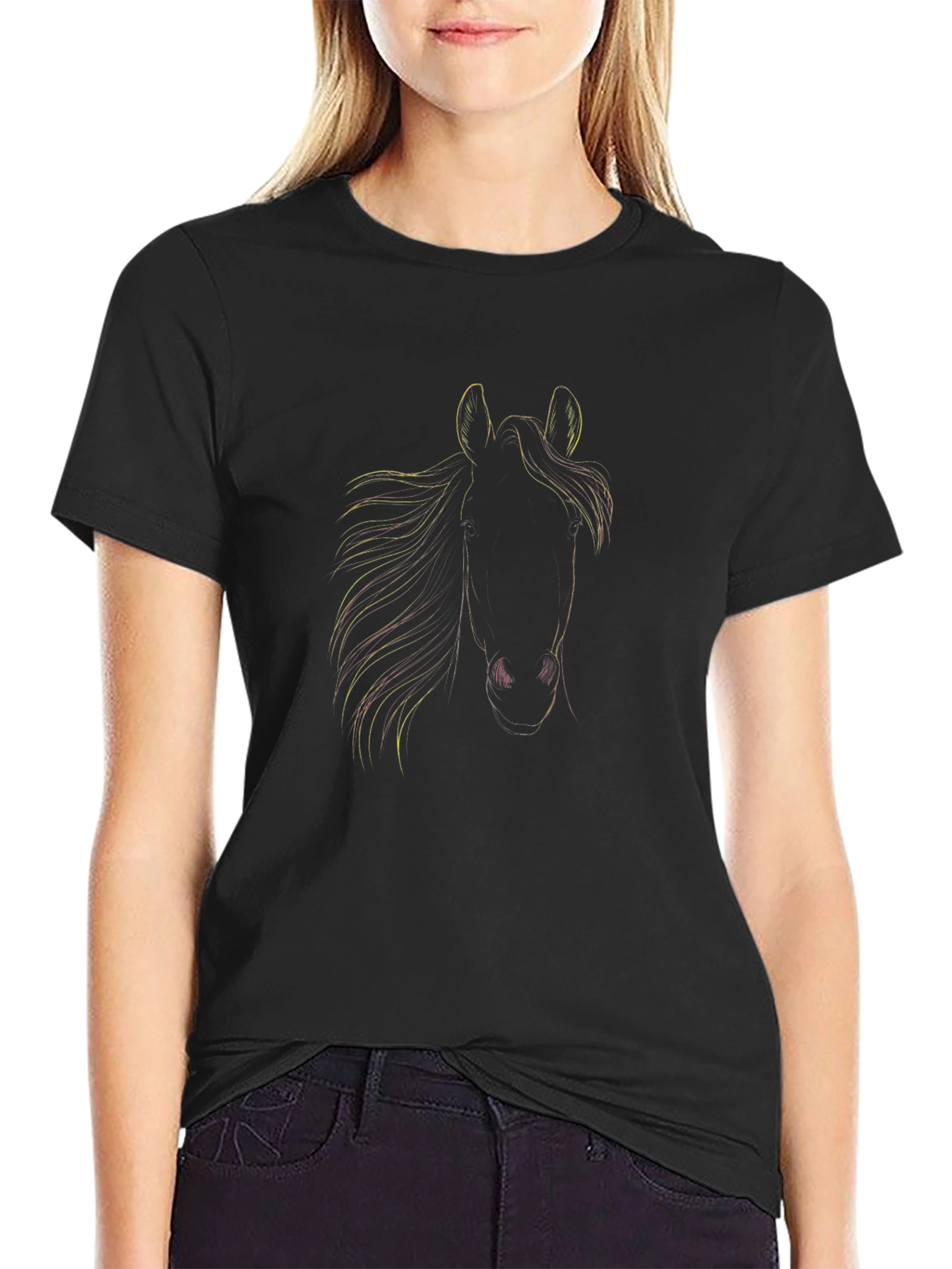Black Horse Graphic Tee - Stylish and Unique