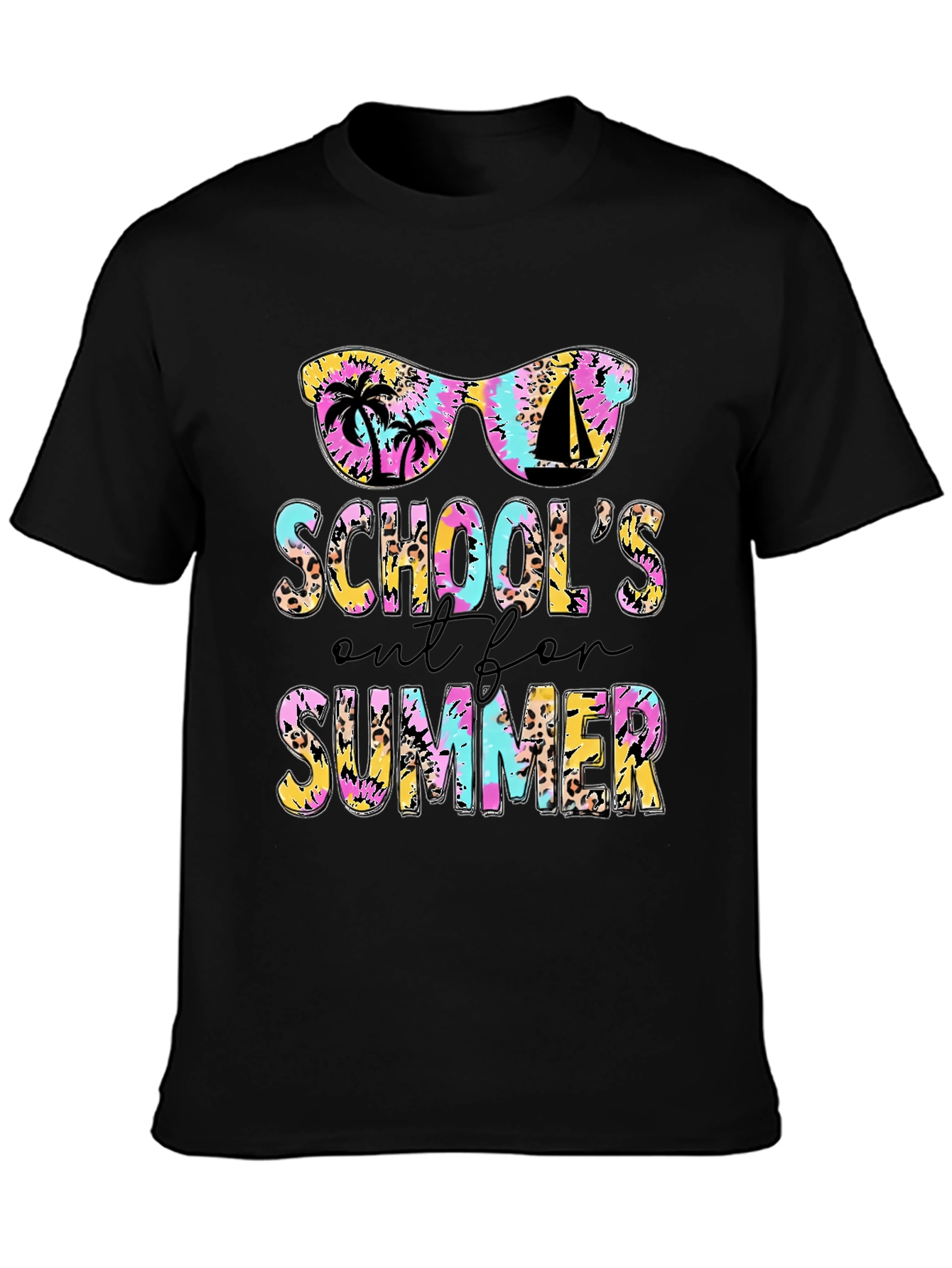 Schools Out Summer T-Shirt - Tie Dye Leopard