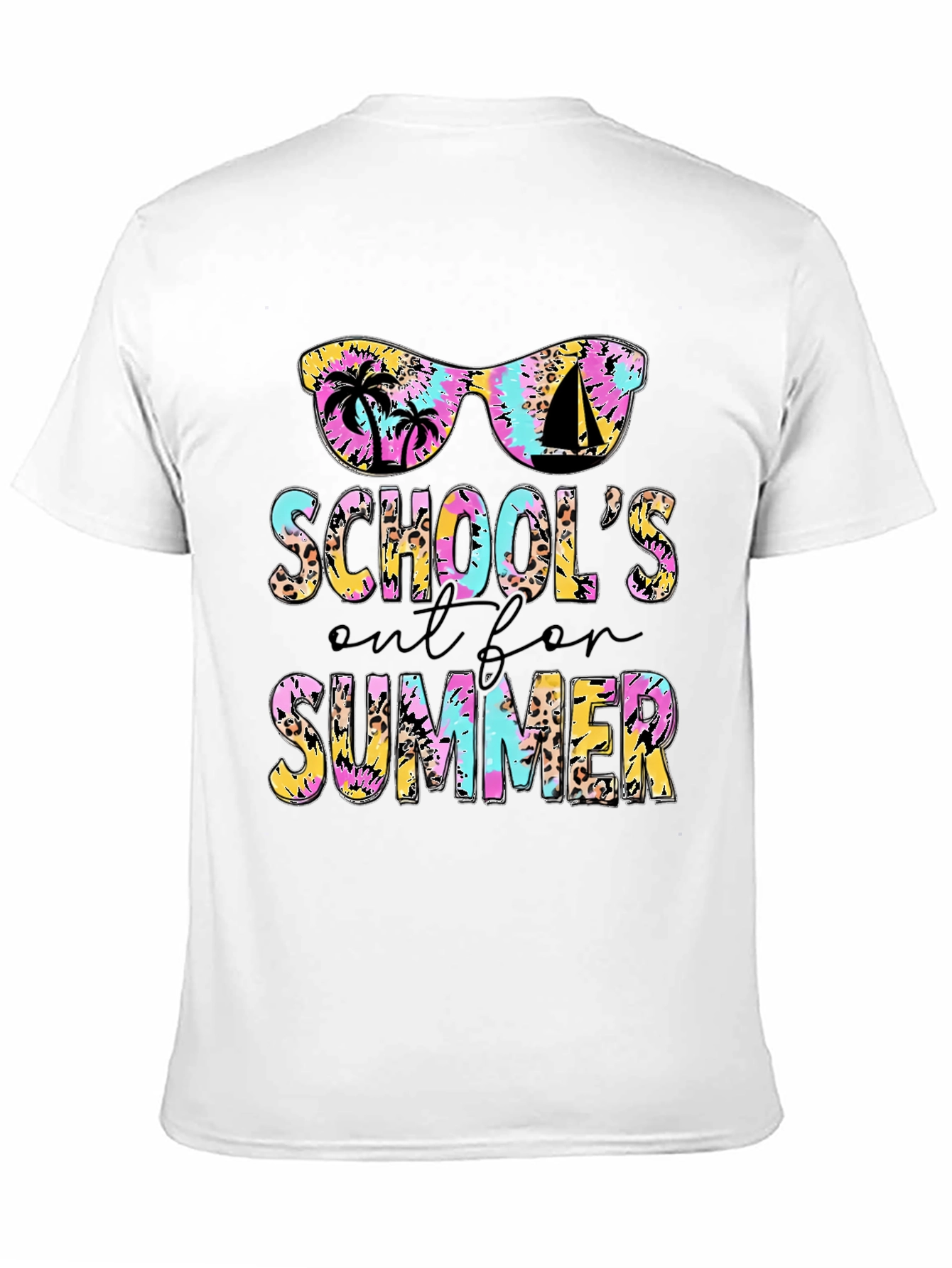 Schools Out Summer T-Shirt - Tie Dye Leopard