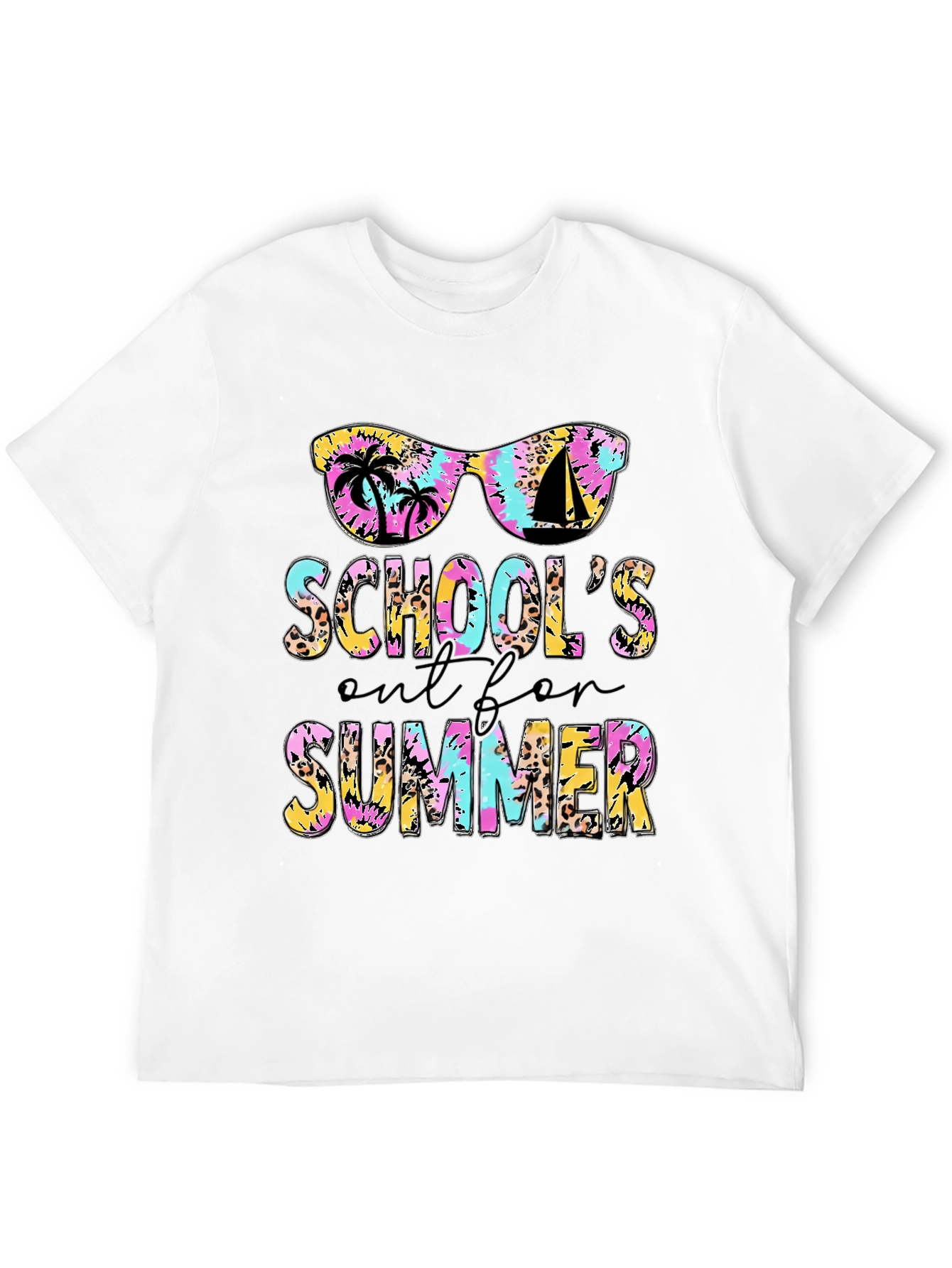 Schools Out Summer T-Shirt - Tie Dye Leopard