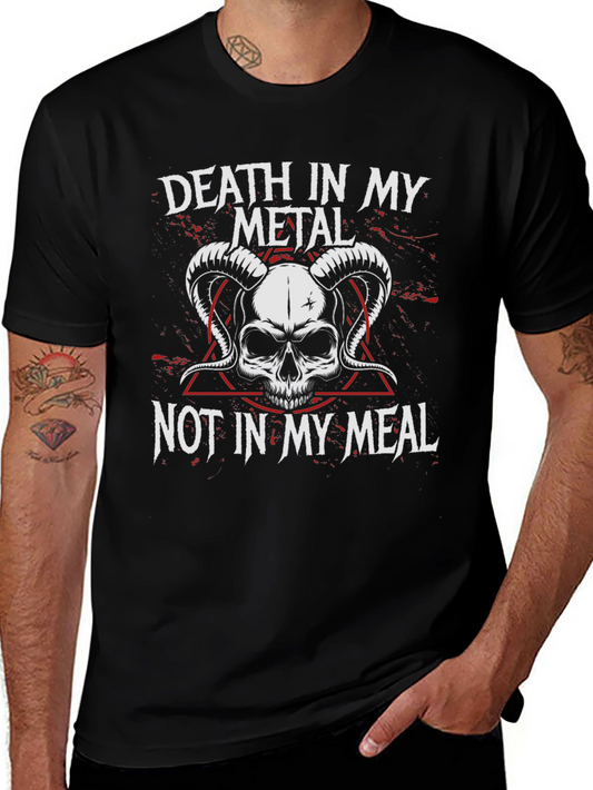 Death In My Metal T-Shirt - Skull & Horns Graphic Tee