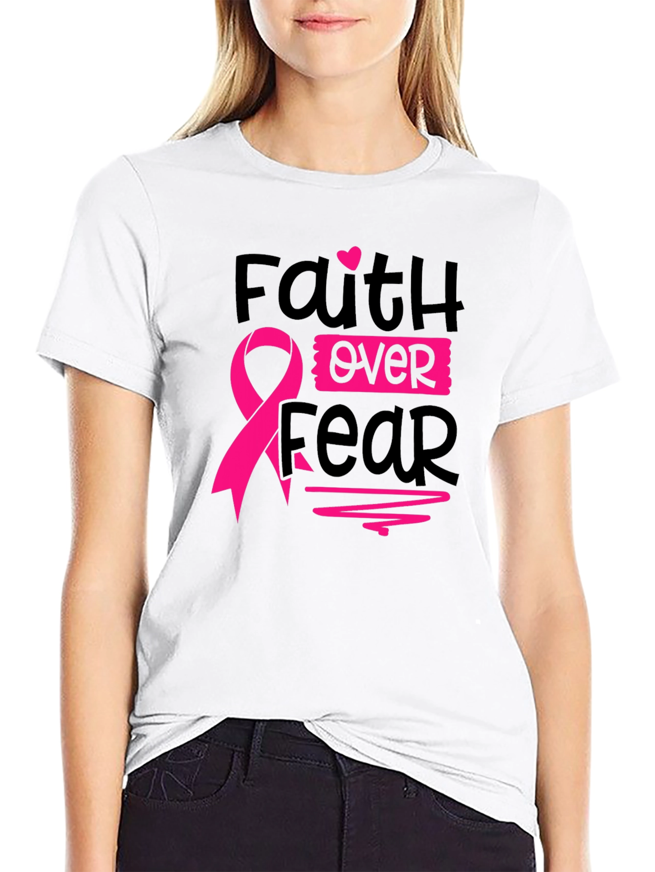 Faith Over Fear Breast Cancer Awareness T-Shirt