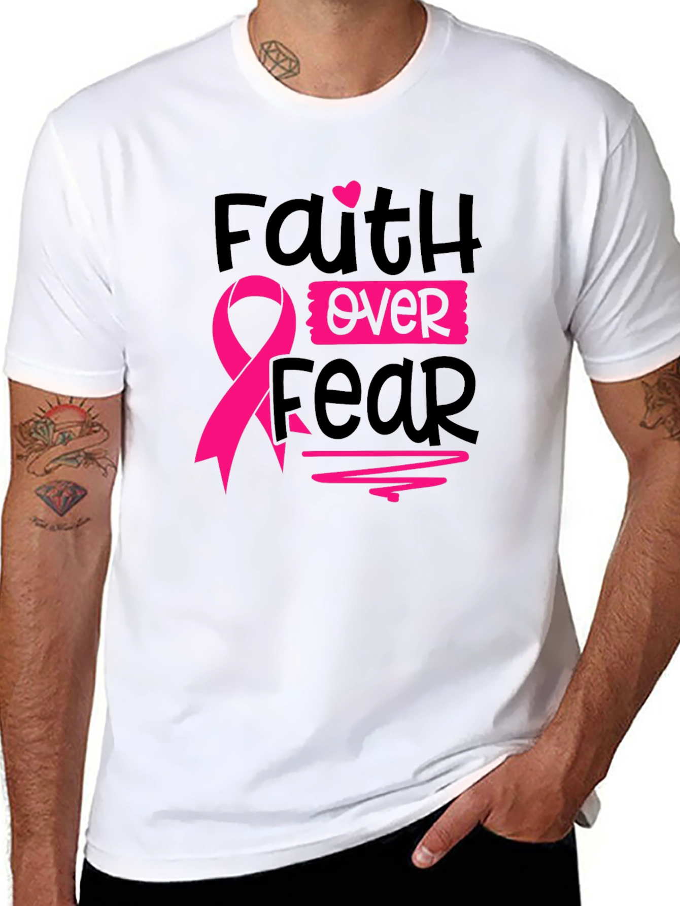 Faith Over Fear Breast Cancer Awareness T-Shirt