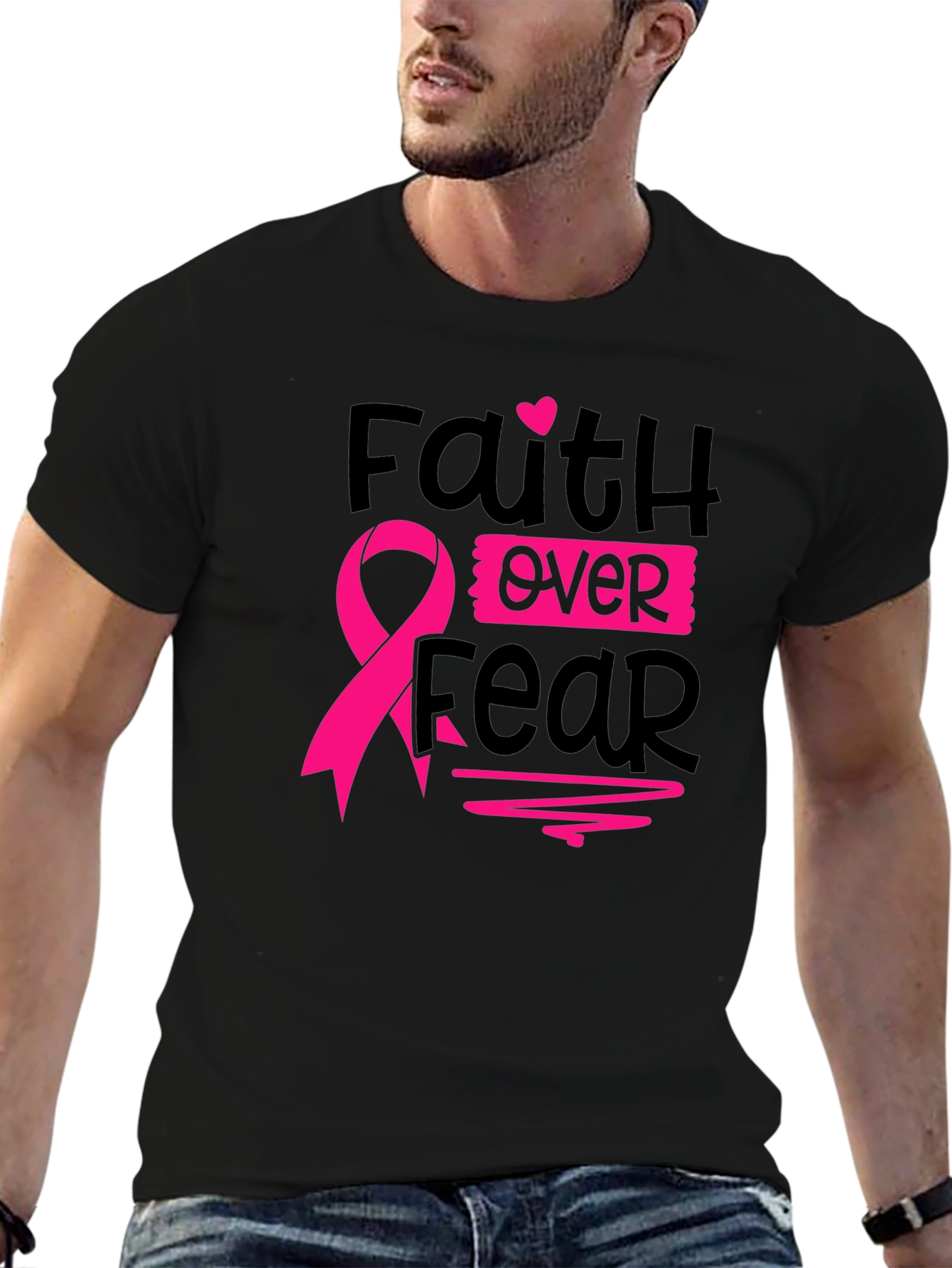 Faith Over Fear Breast Cancer Awareness T-Shirt