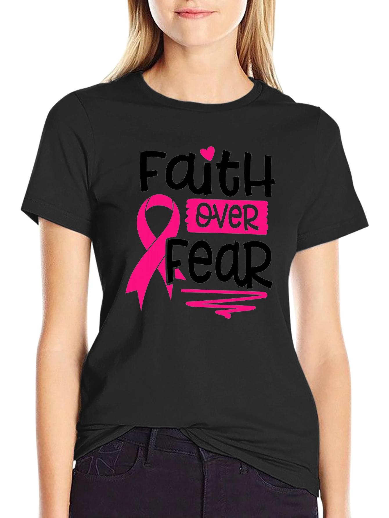 Faith Over Fear Breast Cancer Awareness T-Shirt