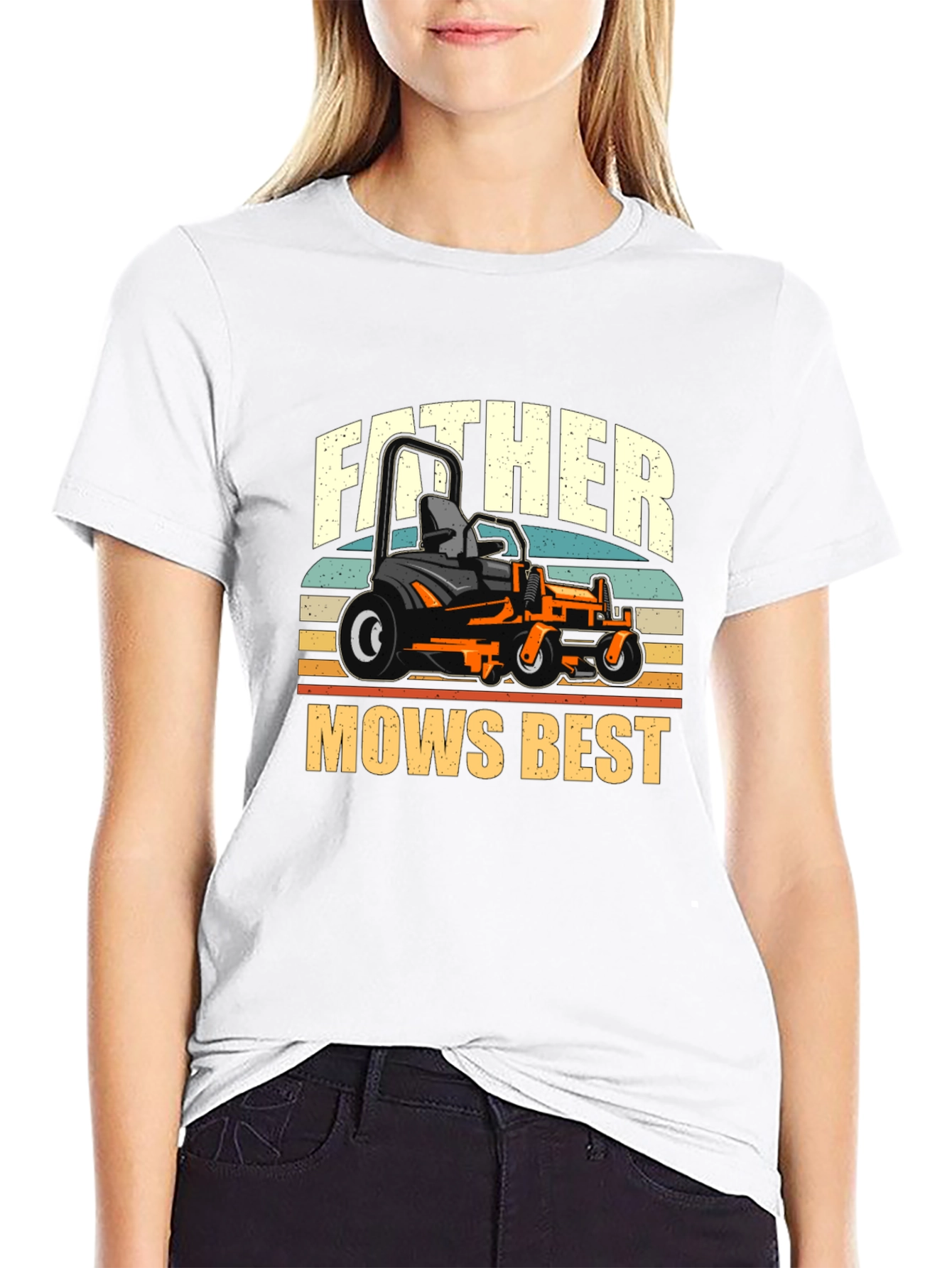 Father Mows Best T-Shirt - Lawn Mower Dad Tee