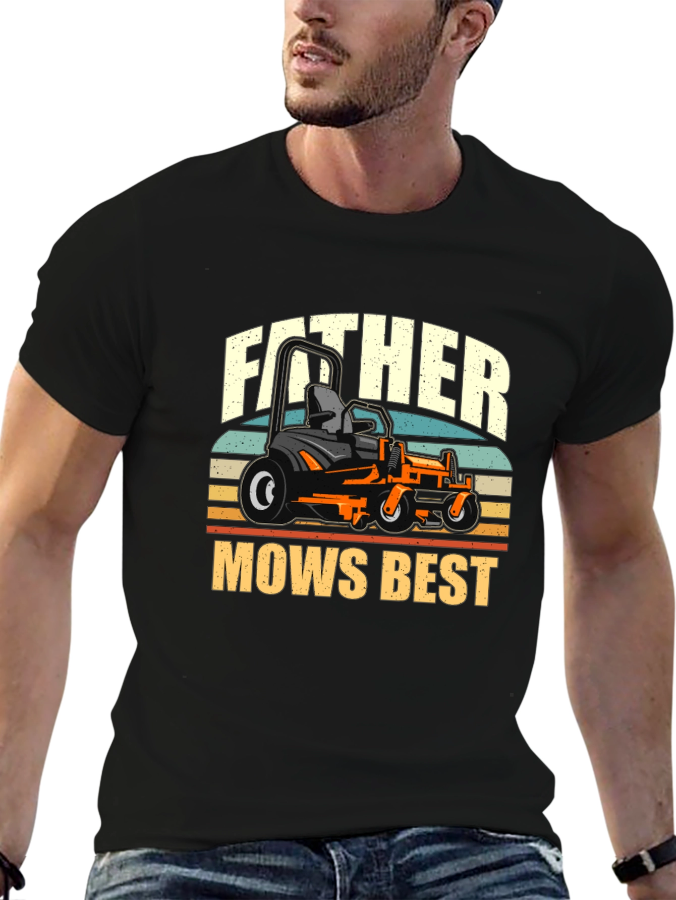 Father Mows Best T-Shirt - Lawn Mower Dad Tee