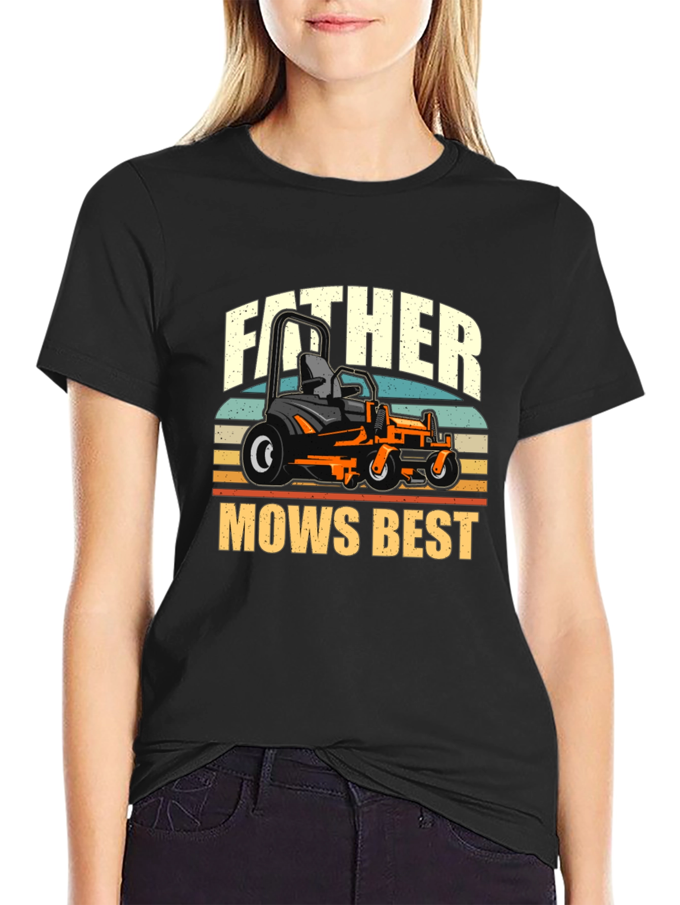 Father Mows Best T-Shirt - Lawn Mower Dad Tee