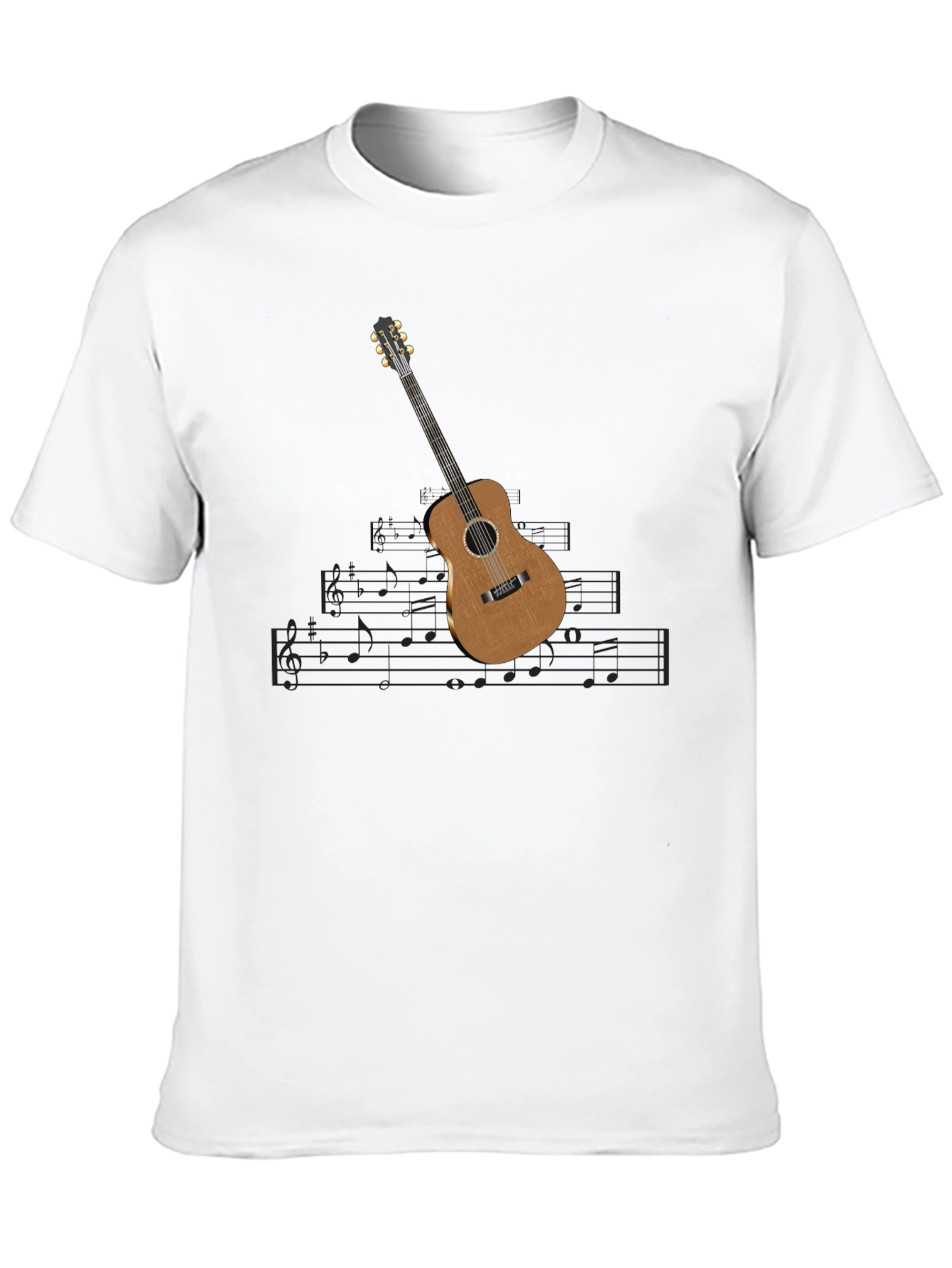 Guitar & Music Note Black T-Shirt