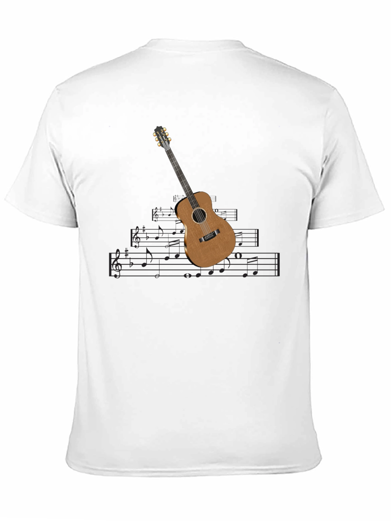 Guitar & Music Note Black T-Shirt