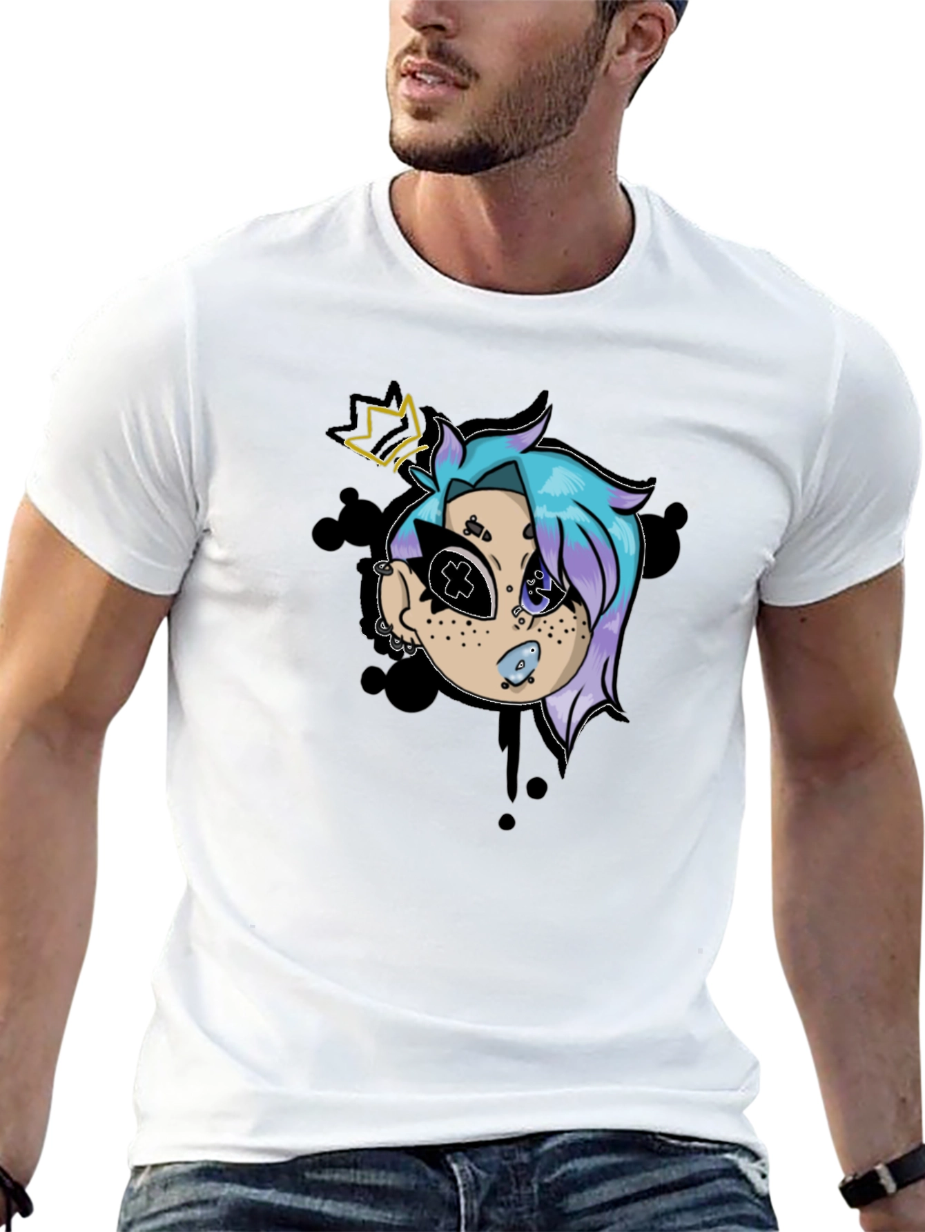 Cartoon Character Graphic Black T-Shirt