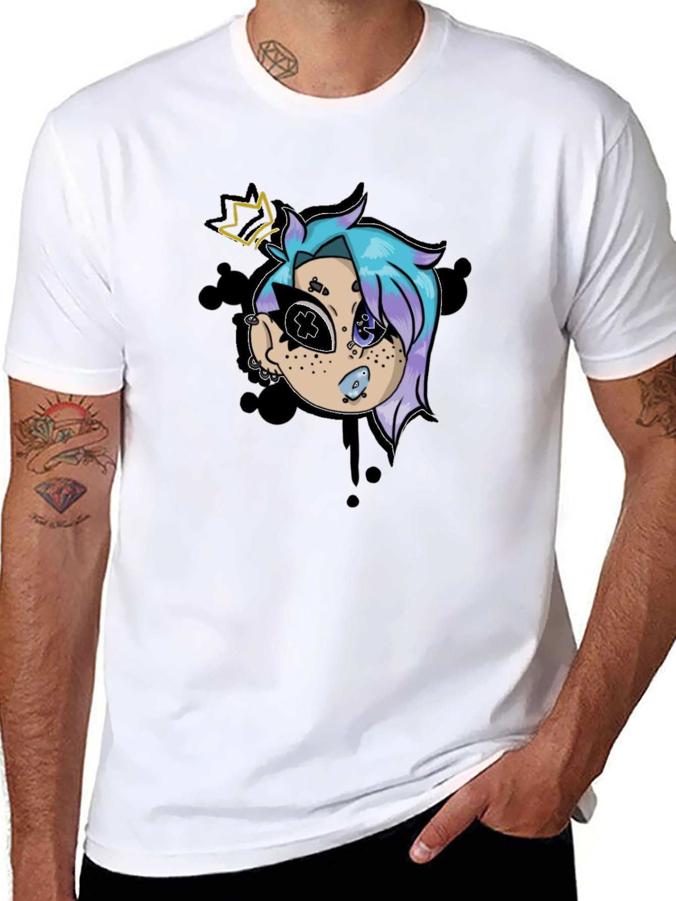 Cartoon Character Graphic Black T-Shirt