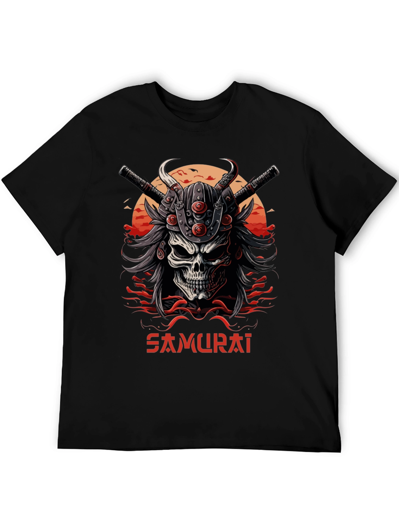 Samurai Skull Graphic Tee - Edgy Style