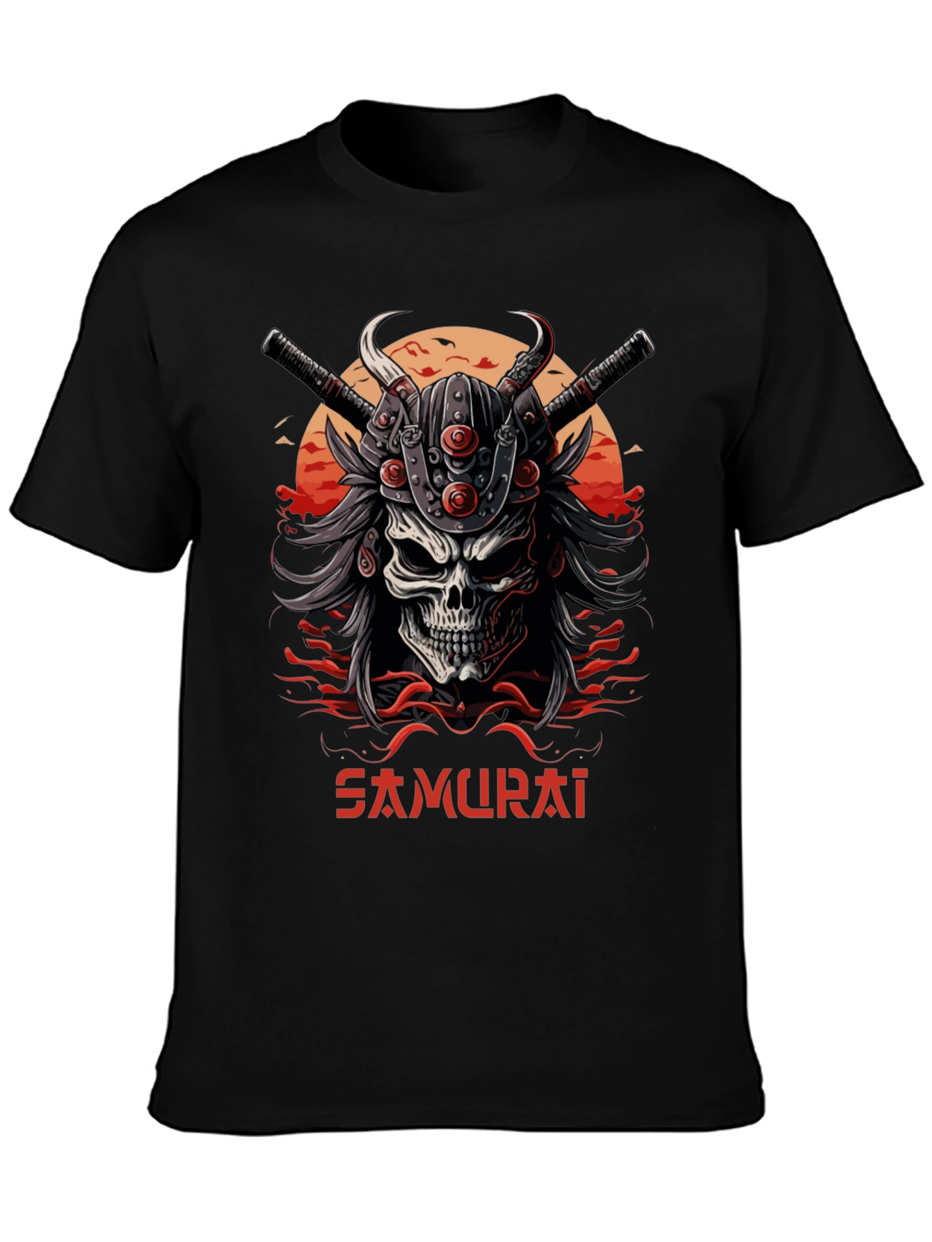 Samurai Skull Graphic Tee - Edgy Style