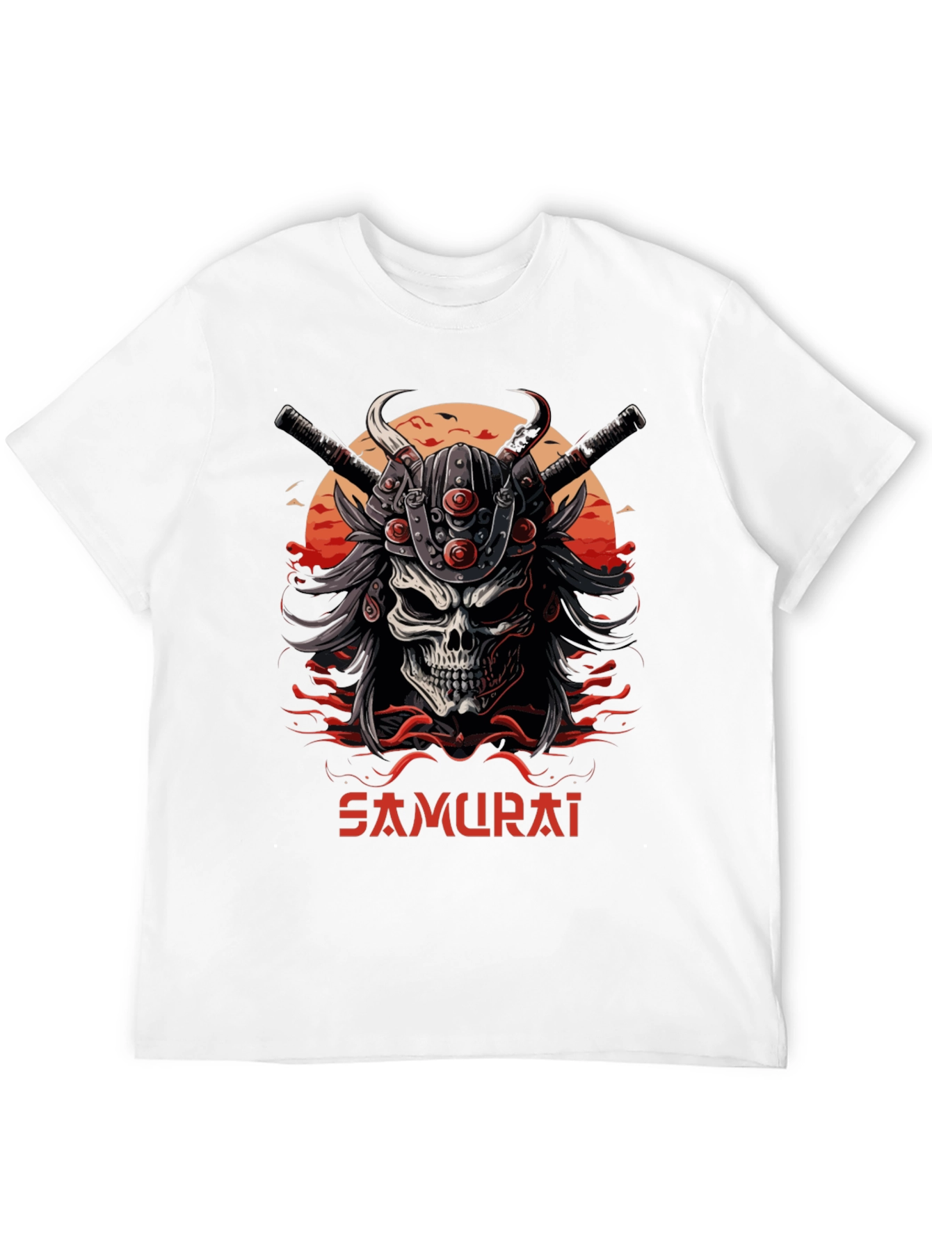 Samurai Skull Graphic Tee - Edgy Style