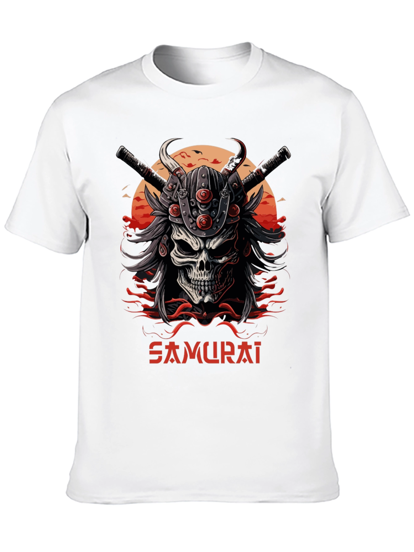 Samurai Skull Graphic Tee - Edgy Style