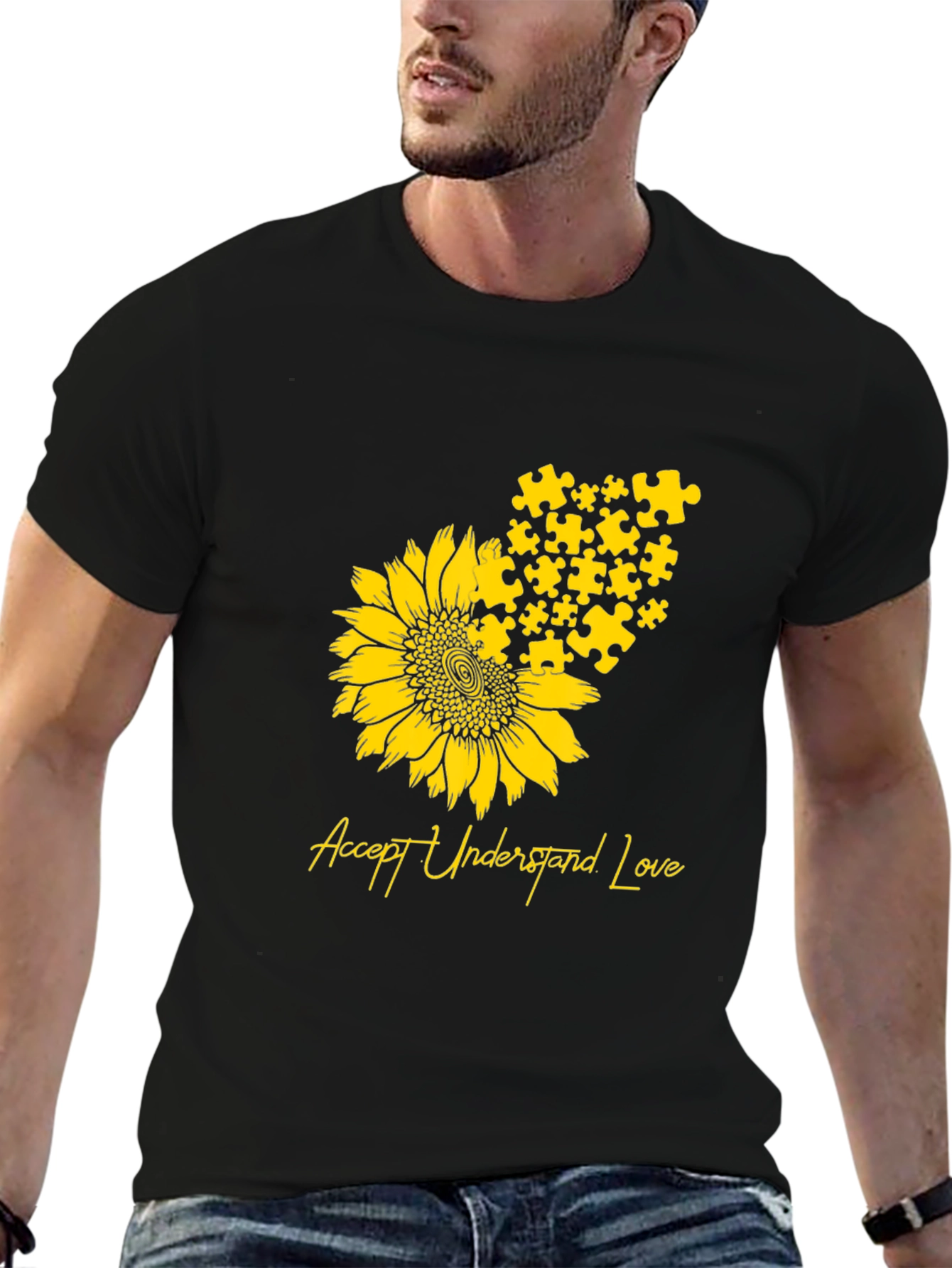 Autism Awareness Sunflower Puzzle Piece T-Shirt