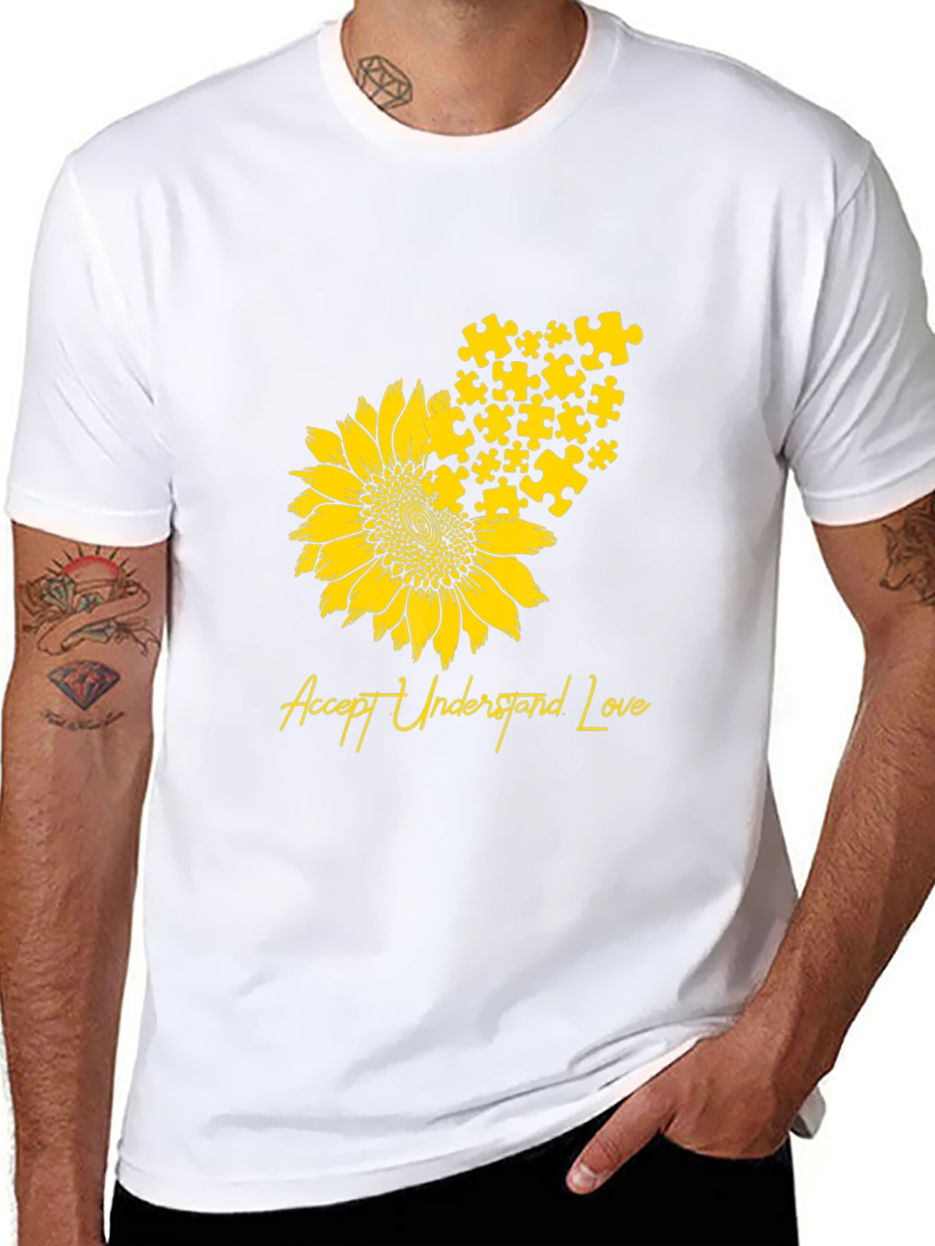 Autism Awareness Sunflower Puzzle Piece T-Shirt