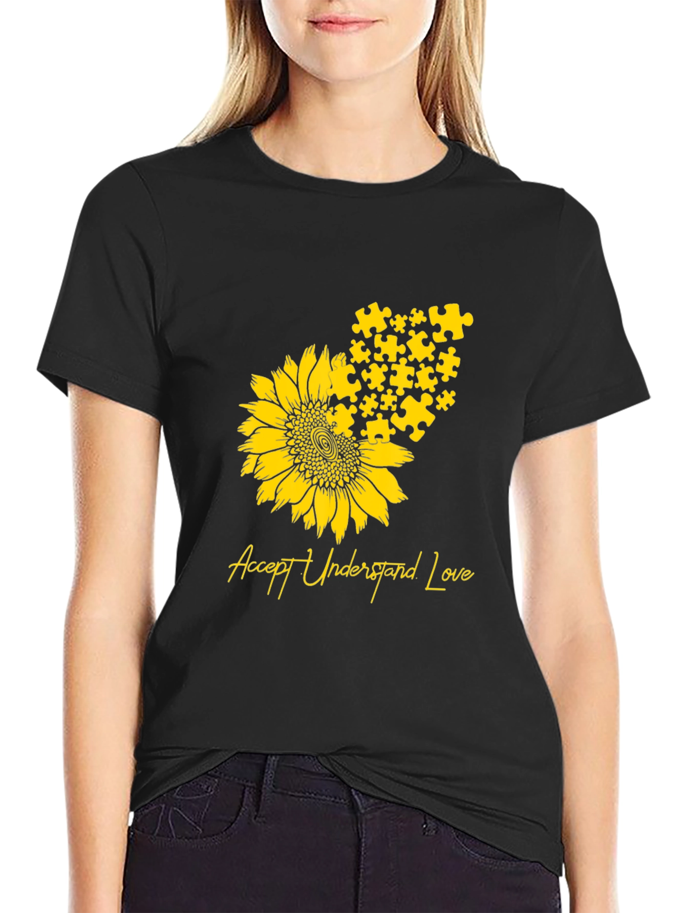 Autism Awareness Sunflower Puzzle Piece T-Shirt
