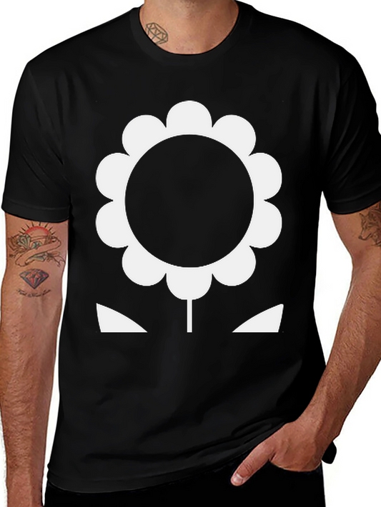 Bold Flower Graphic Tee - Black Cotton T-Shirt