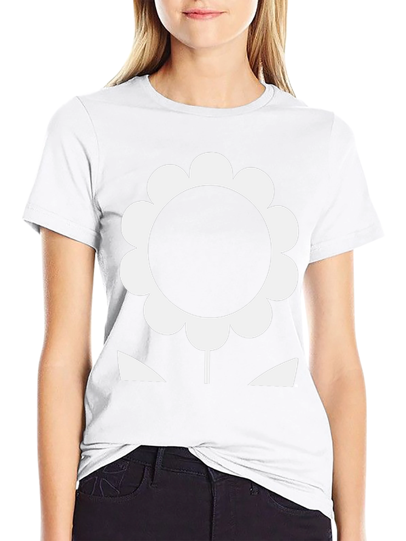Bold Flower Graphic Tee - Black Cotton T-Shirt