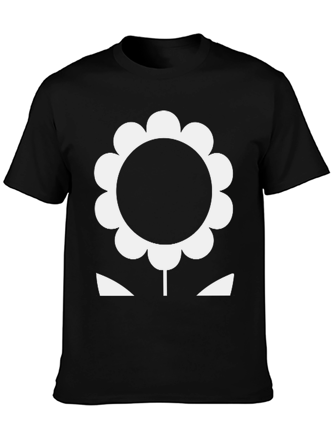 Bold Flower Graphic Tee - Black Cotton T-Shirt