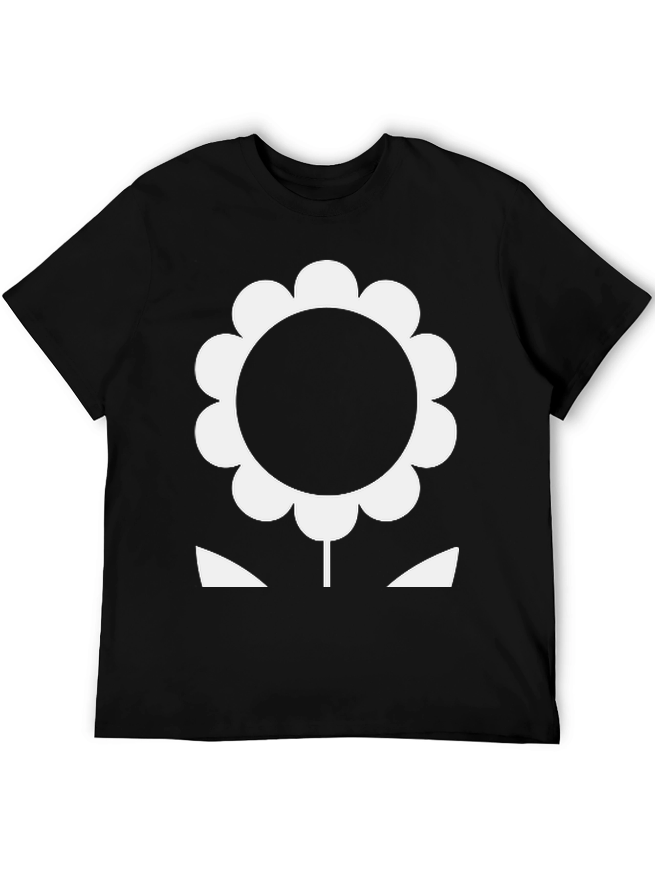 Bold Flower Graphic Tee - Black Cotton T-Shirt