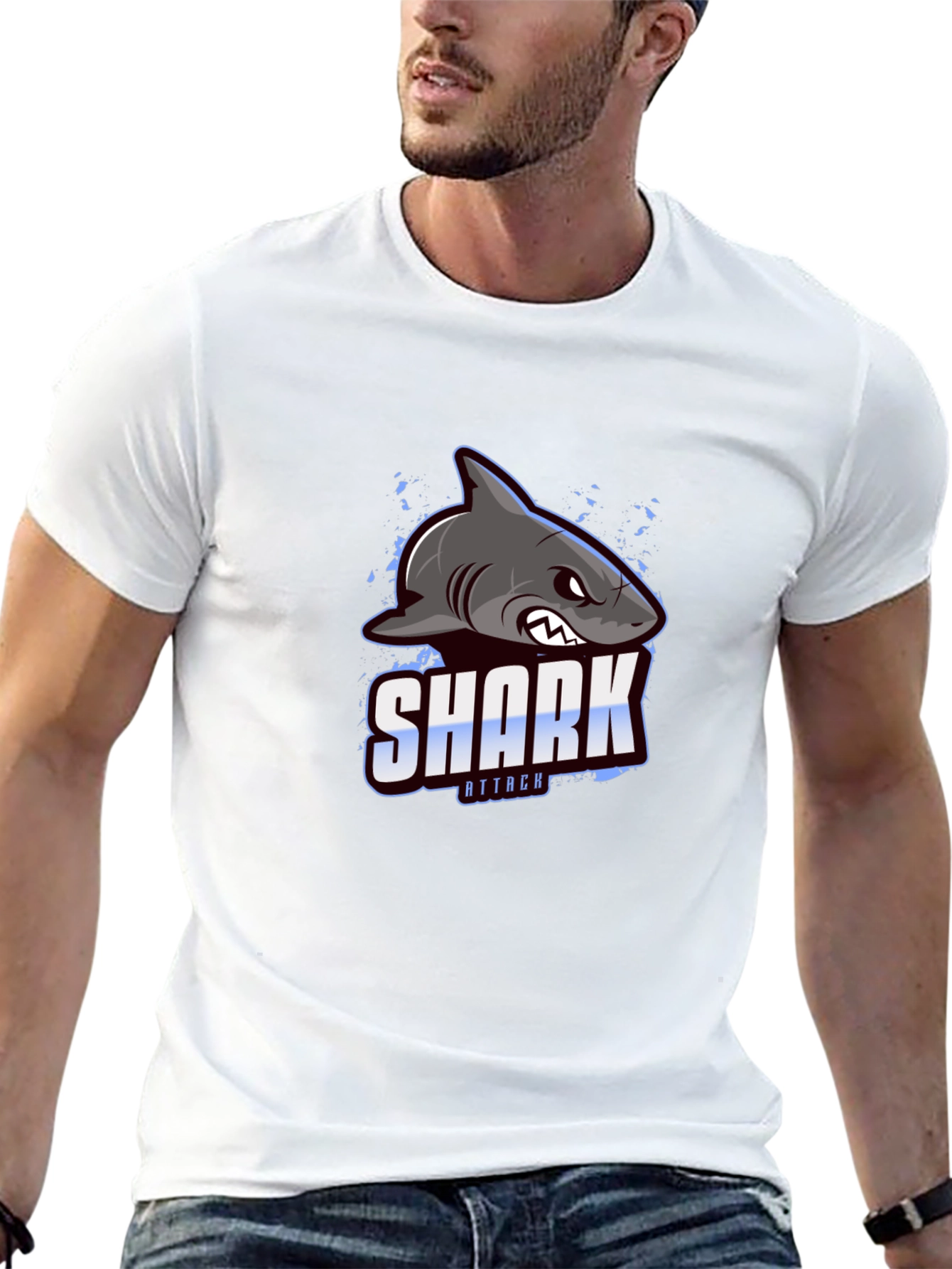 Shark Attack Graphic Print T-Shirt