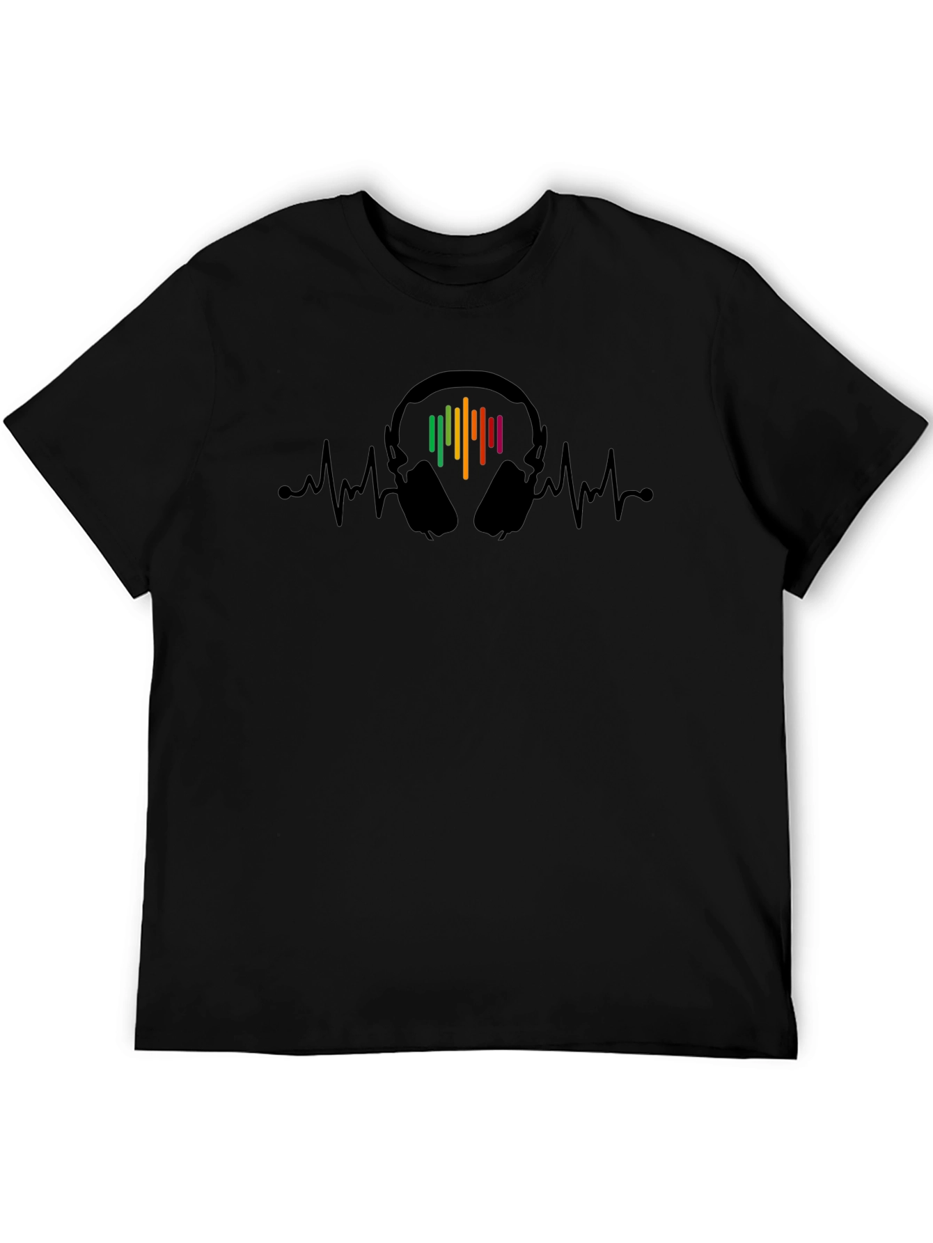Headphone Heartbeat Black T-Shirt