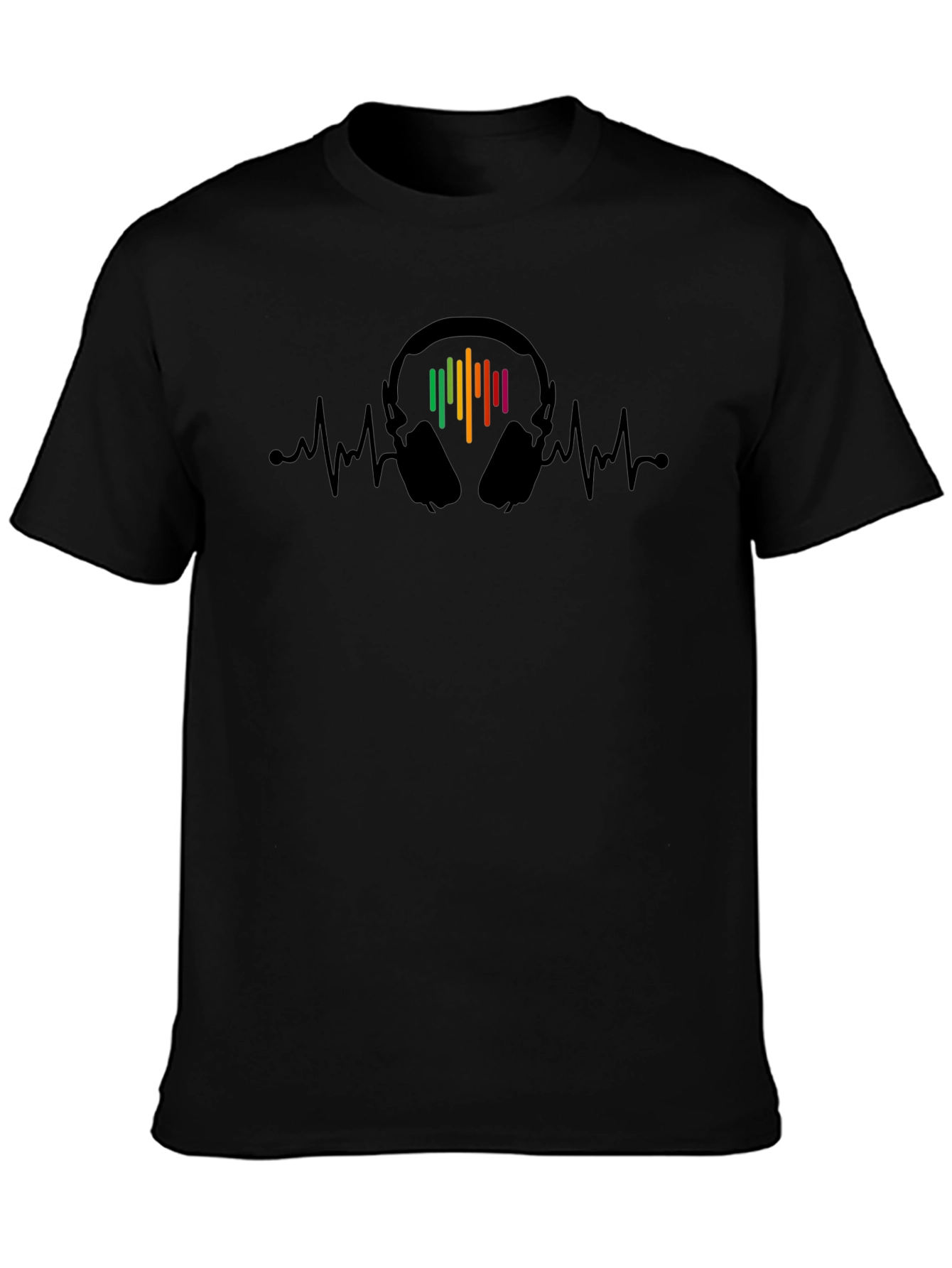 Headphone Heartbeat Black T-Shirt