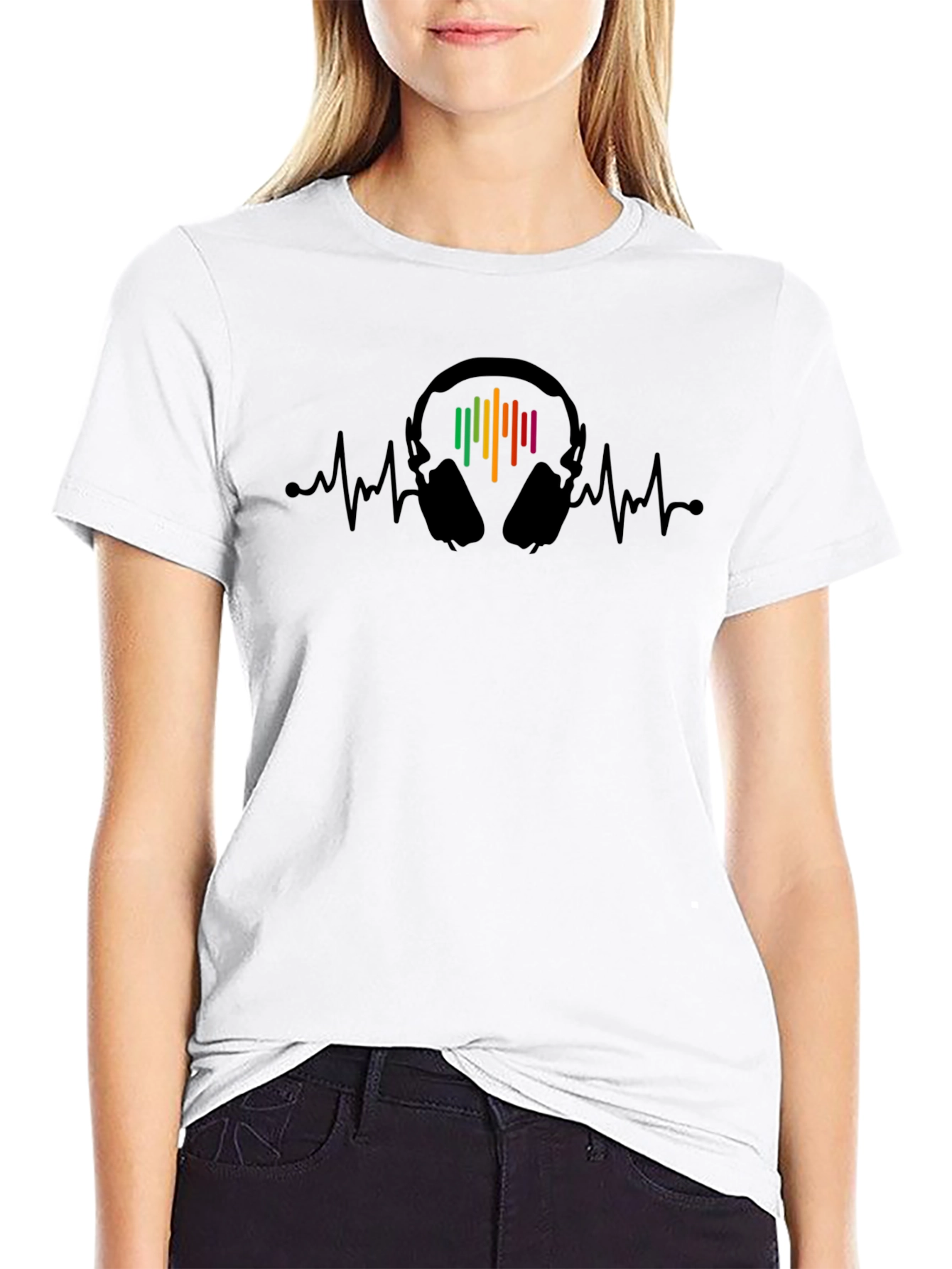 Headphone Heartbeat Black T-Shirt