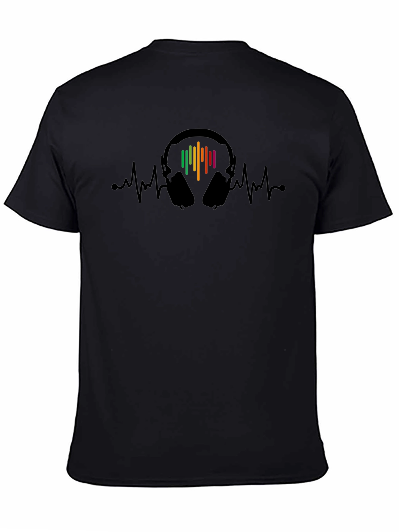 Headphone Heartbeat Black T-Shirt